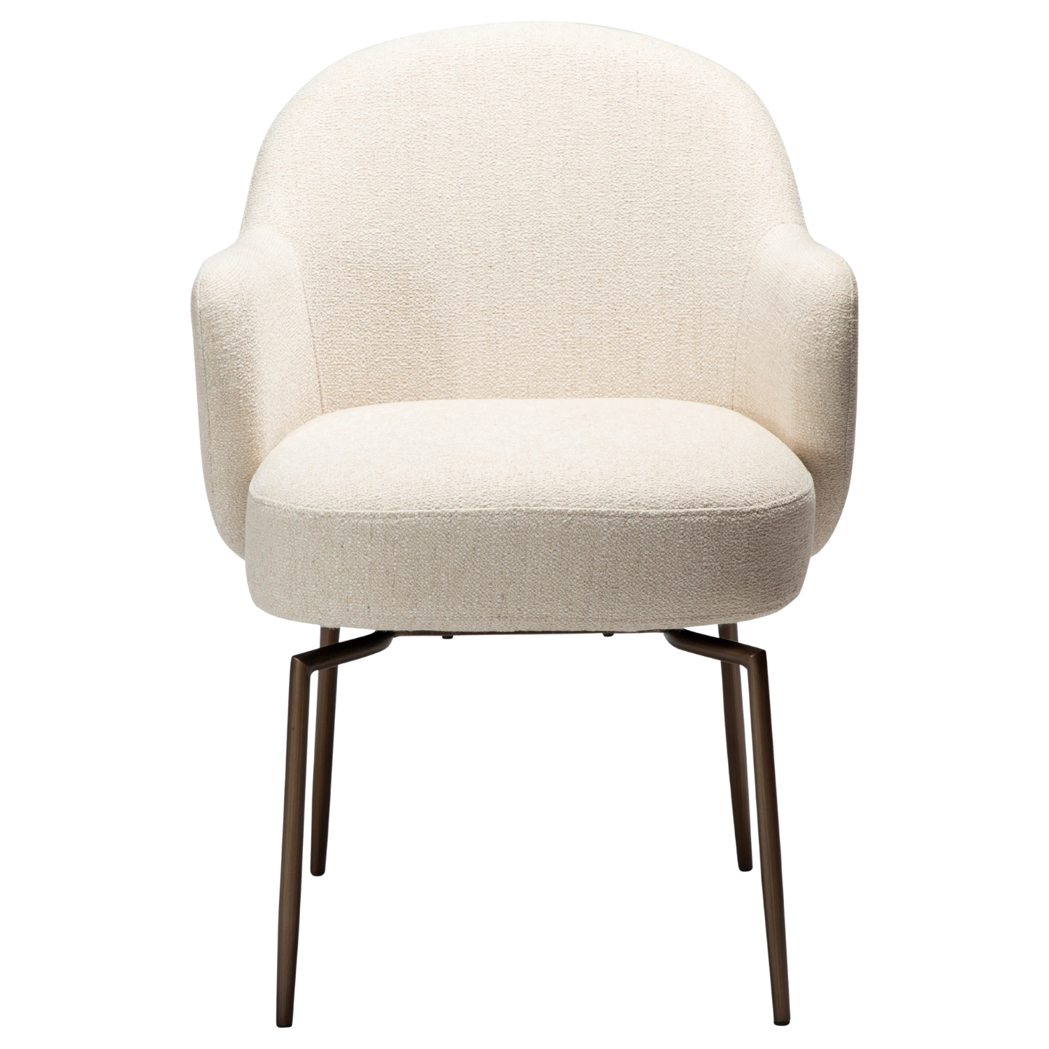 Dan-Form Bae spisebordsstol – Simply Beige bouclé, drejestel i antique brass