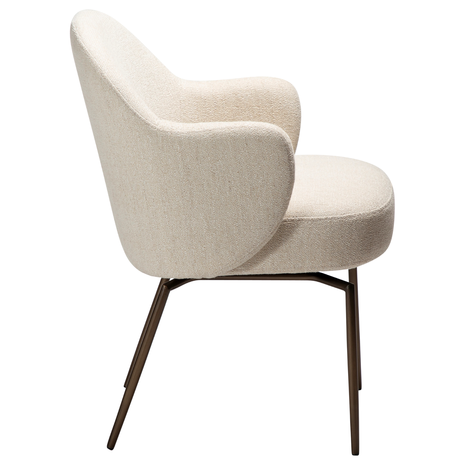 Dan-Form Bae spisebordsstol – Simply Beige bouclé, drejestel i antique brass
