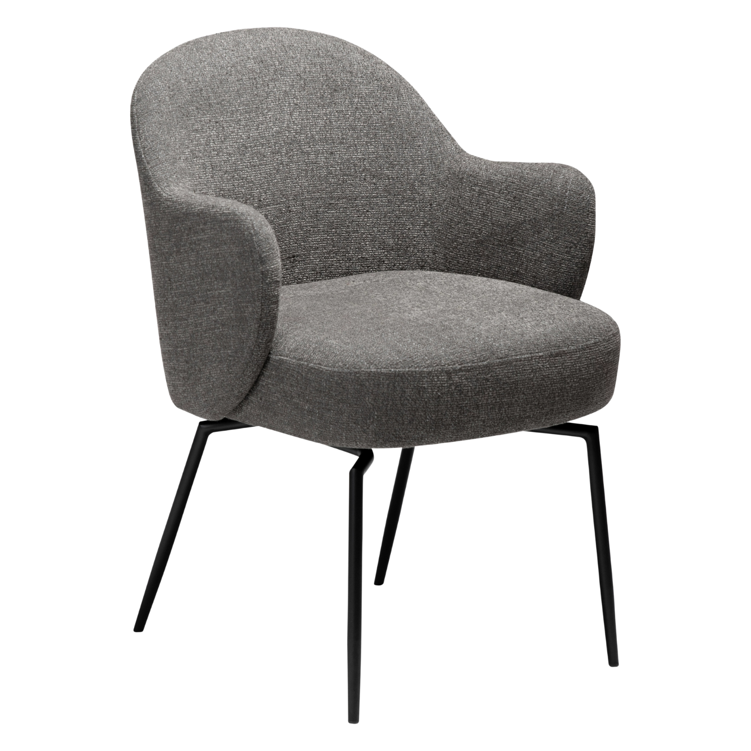 Dan-Form Bae spisebordsstol – Pebble Earth bouclé, Drejestel m. auto drej, Sortmalet metal