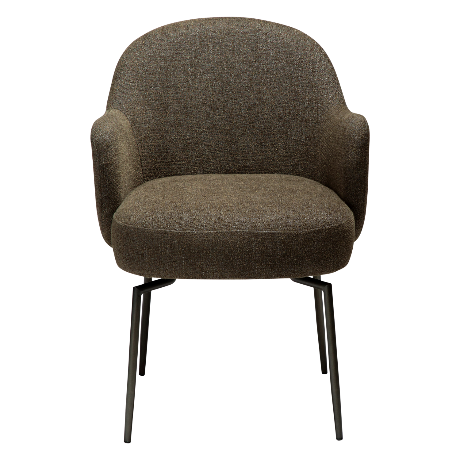 Dan-Form Bae spisebordsstol – Dark Olive bouclé, drejestel i antique pewter