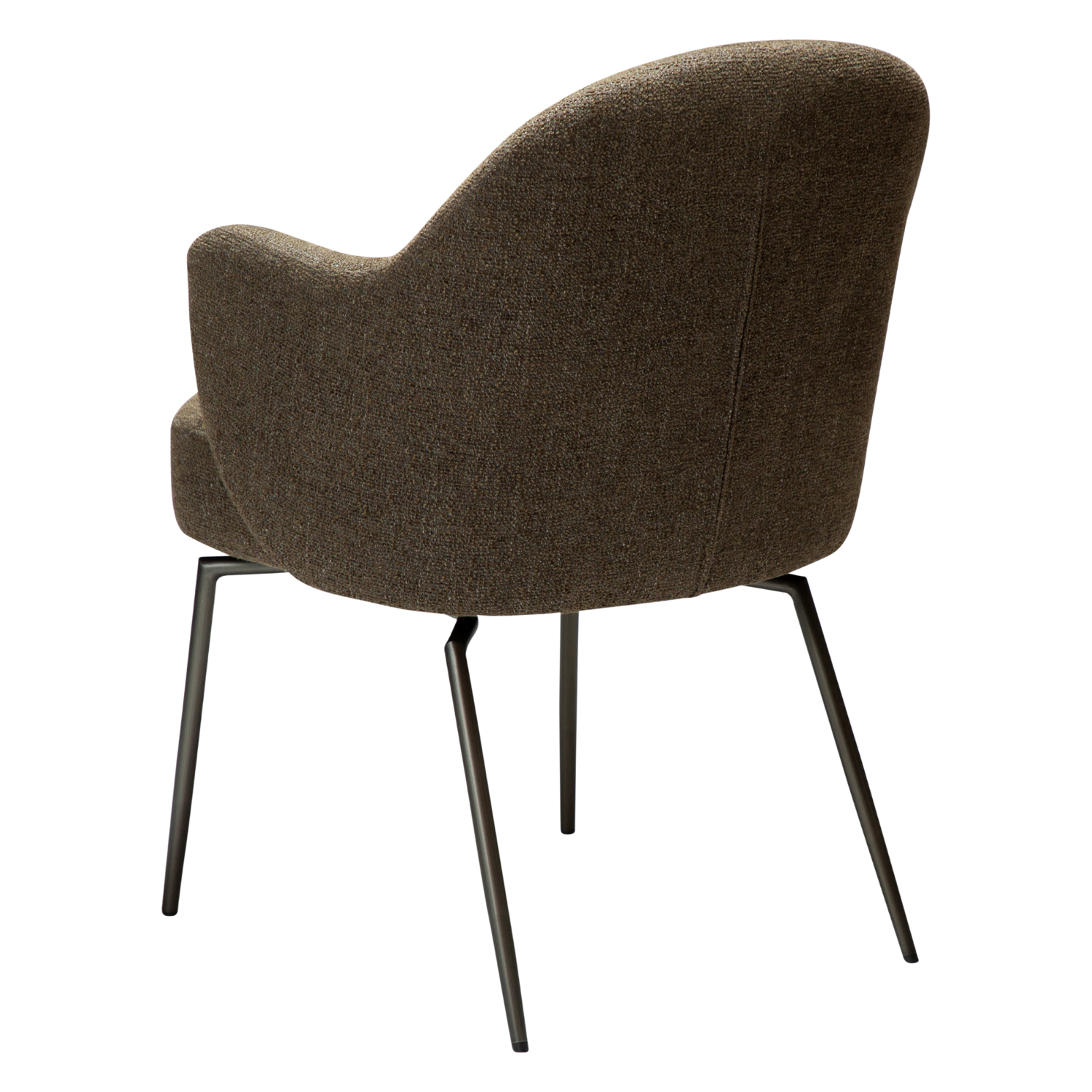 Dan-Form Bae spisebordsstol – Dark Olive bouclé, drejestel i antique pewter
