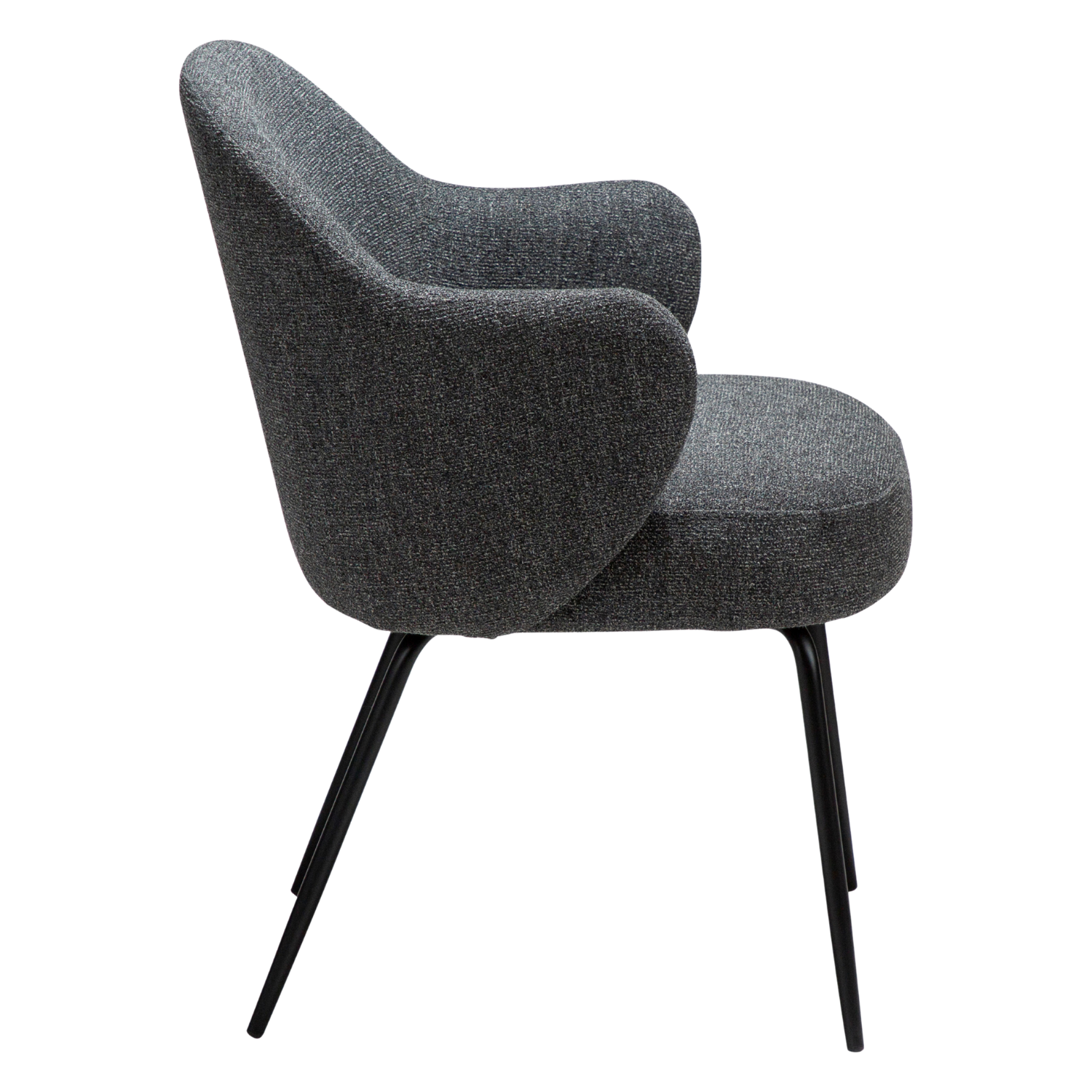 Dan-Form Bae spisebordsstol – Pebble Grey bouclé, sort metalstel