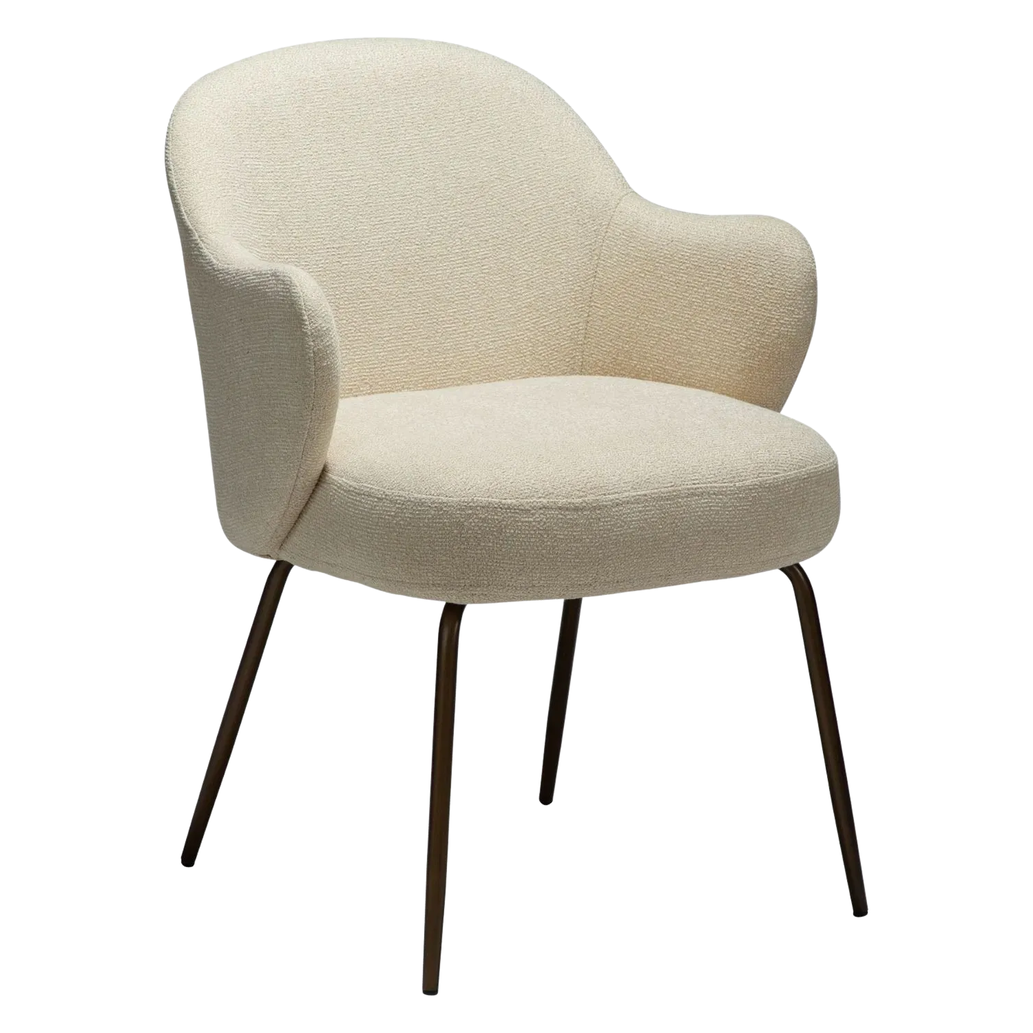 Dan-Form Bae spisebordsstol – Frosted Almond bouclé, Fast stel, Antique brass