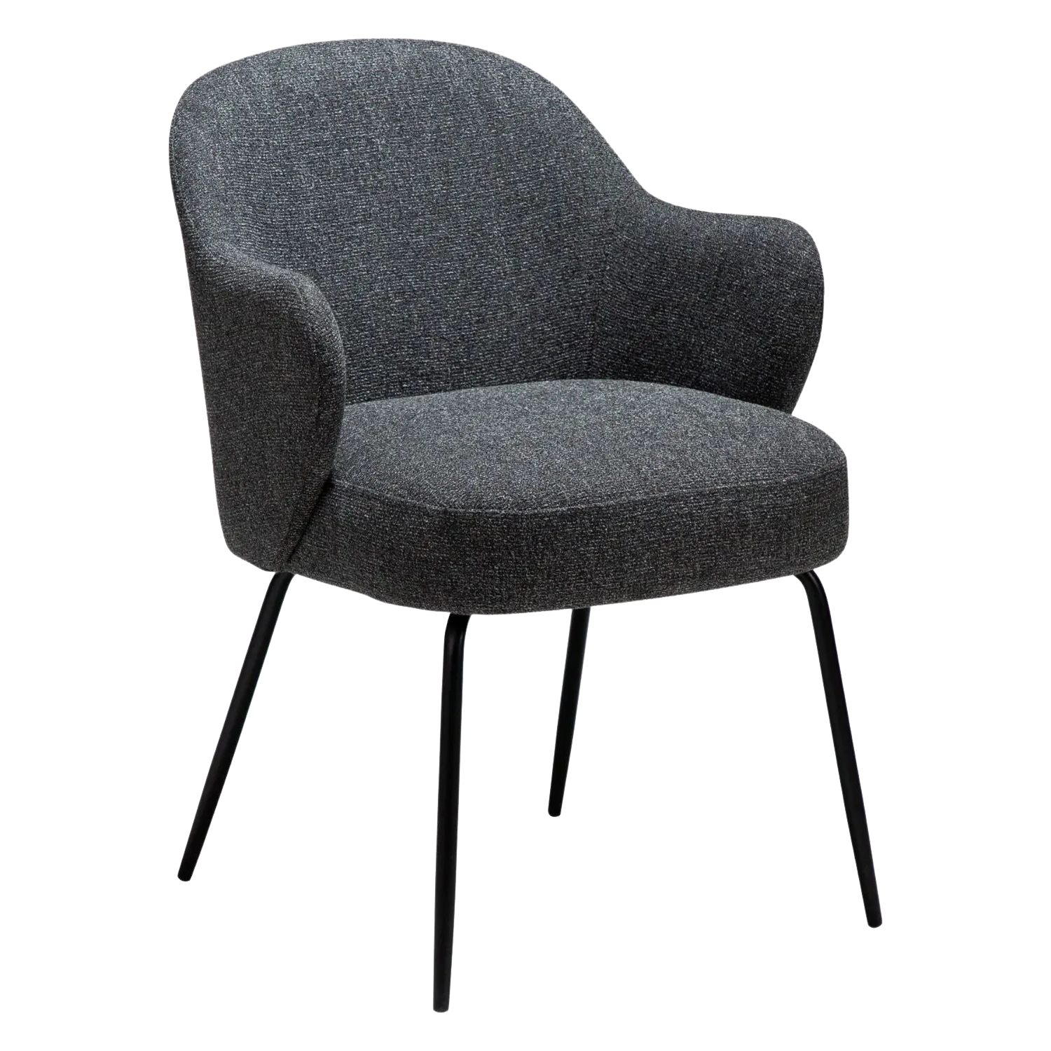 Dan-Form Bae spisebordsstol – Pebble Grey bouclé, Fast stel, Sortmalet metal