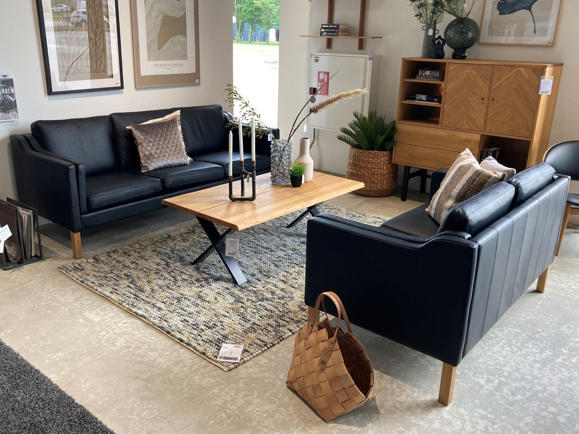Clausholm 3+2 pers. sofasæt (sort Madrid læder)