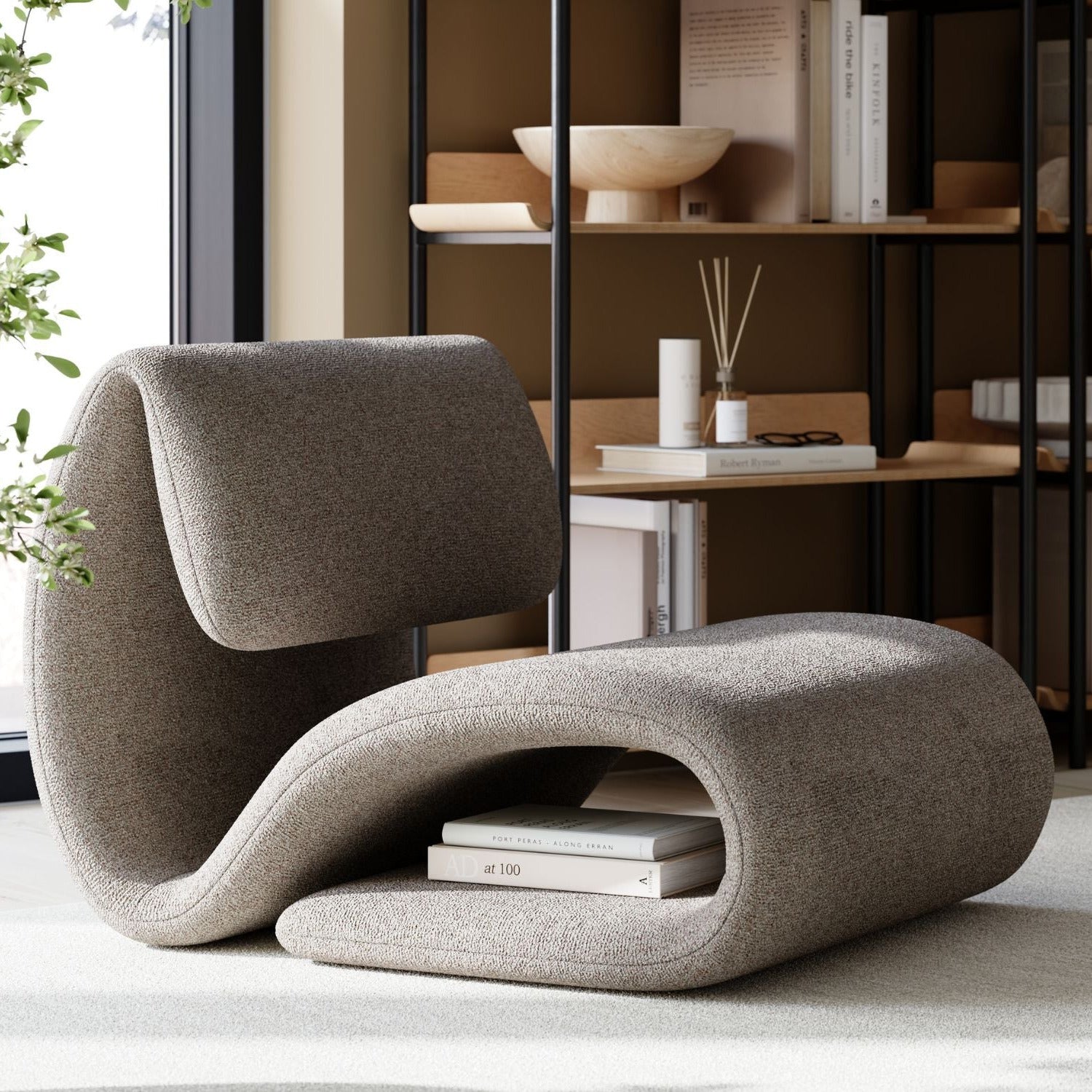 Dan-Form Dubna loungestol – Pebble Earth bouclé