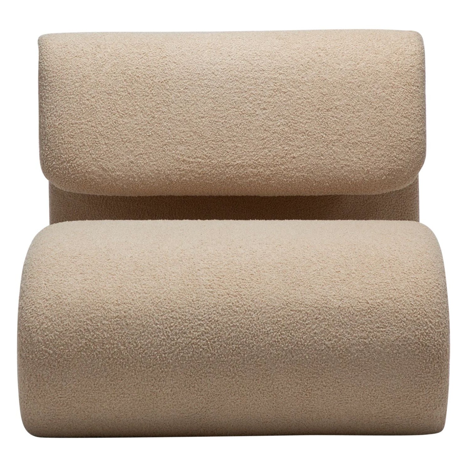 Dan-Form Dubna loungestol – Frosted Almond bouclé, forfra