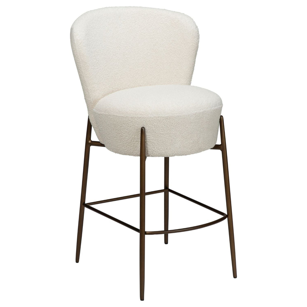 Dan-Form Orbit counterstol – Dove bouclé, Antique brass