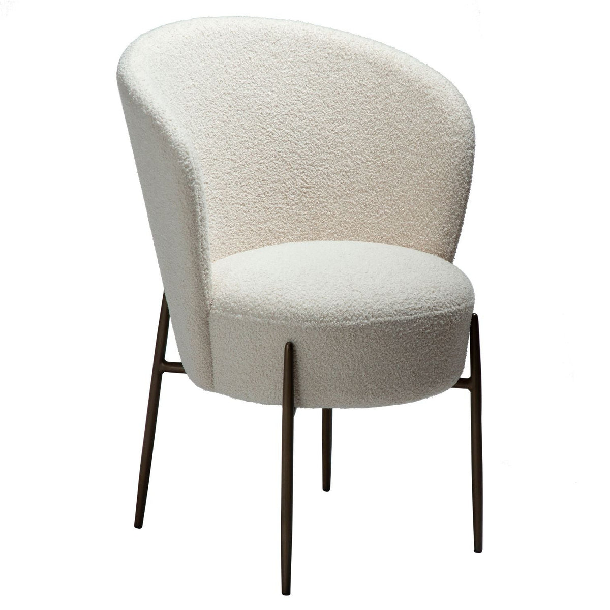 Dan-Form Orbit spisebordsstol – Dove bouclé, Antique brass
