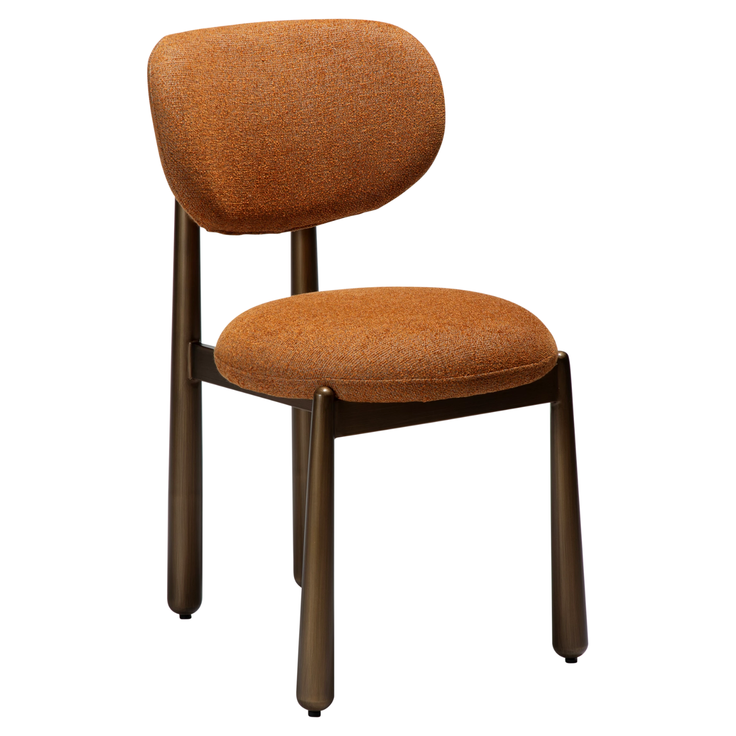 Dan-Form Woke spisebordsstol – Pumpkin Spice bouclé, Antique brass
