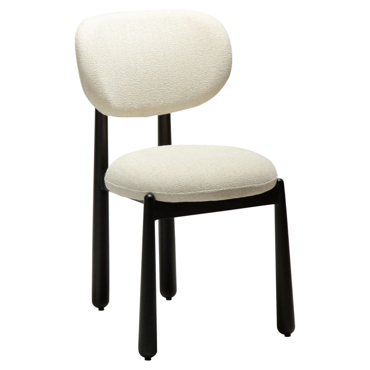 Dan-Form Woke spisebordsstol – Simply Beige bouclé, Sortmalet metal