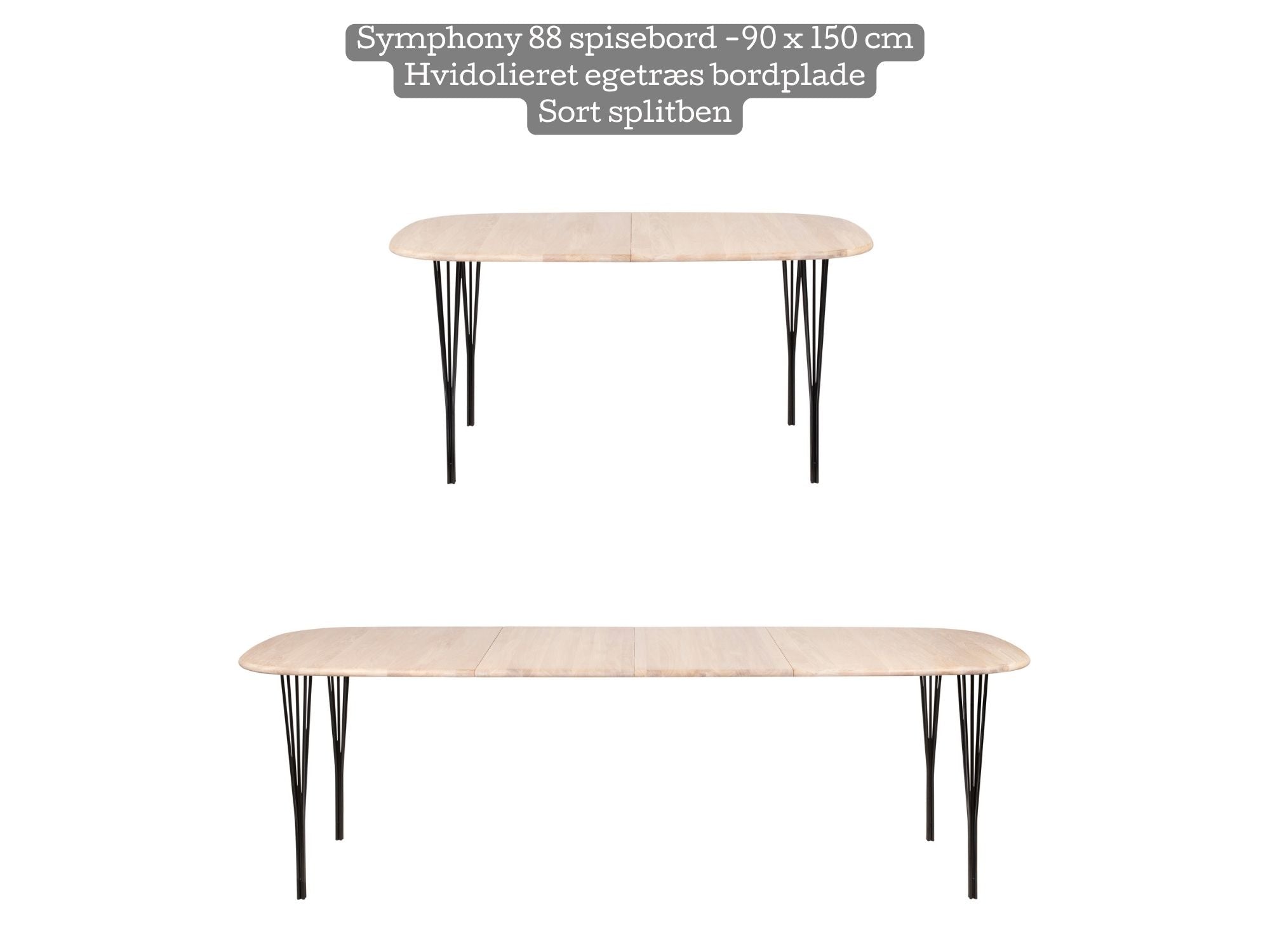 Symphony spisebord massiv plade m. splitben