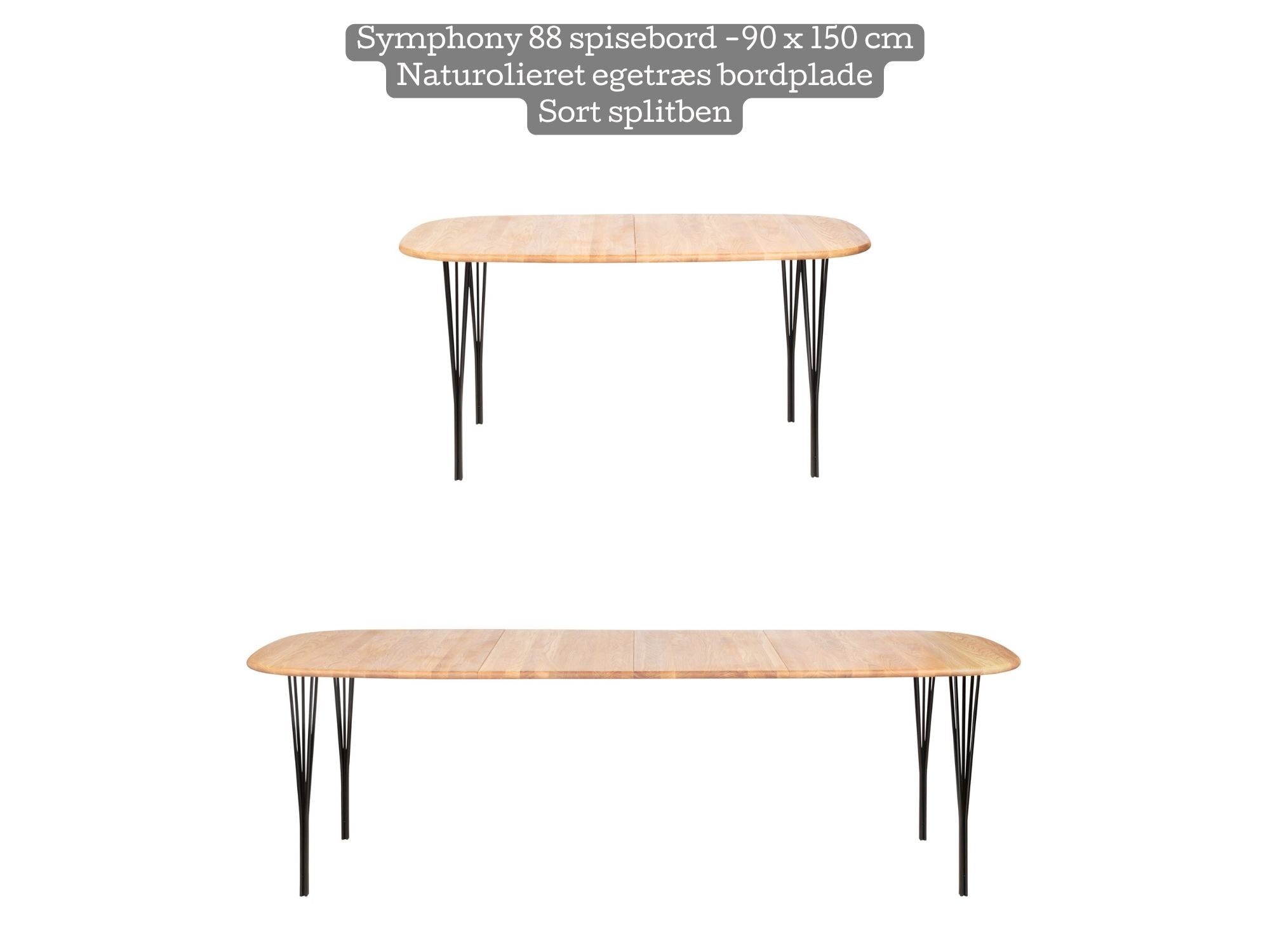 Symphony spisebord massiv plade m. splitben