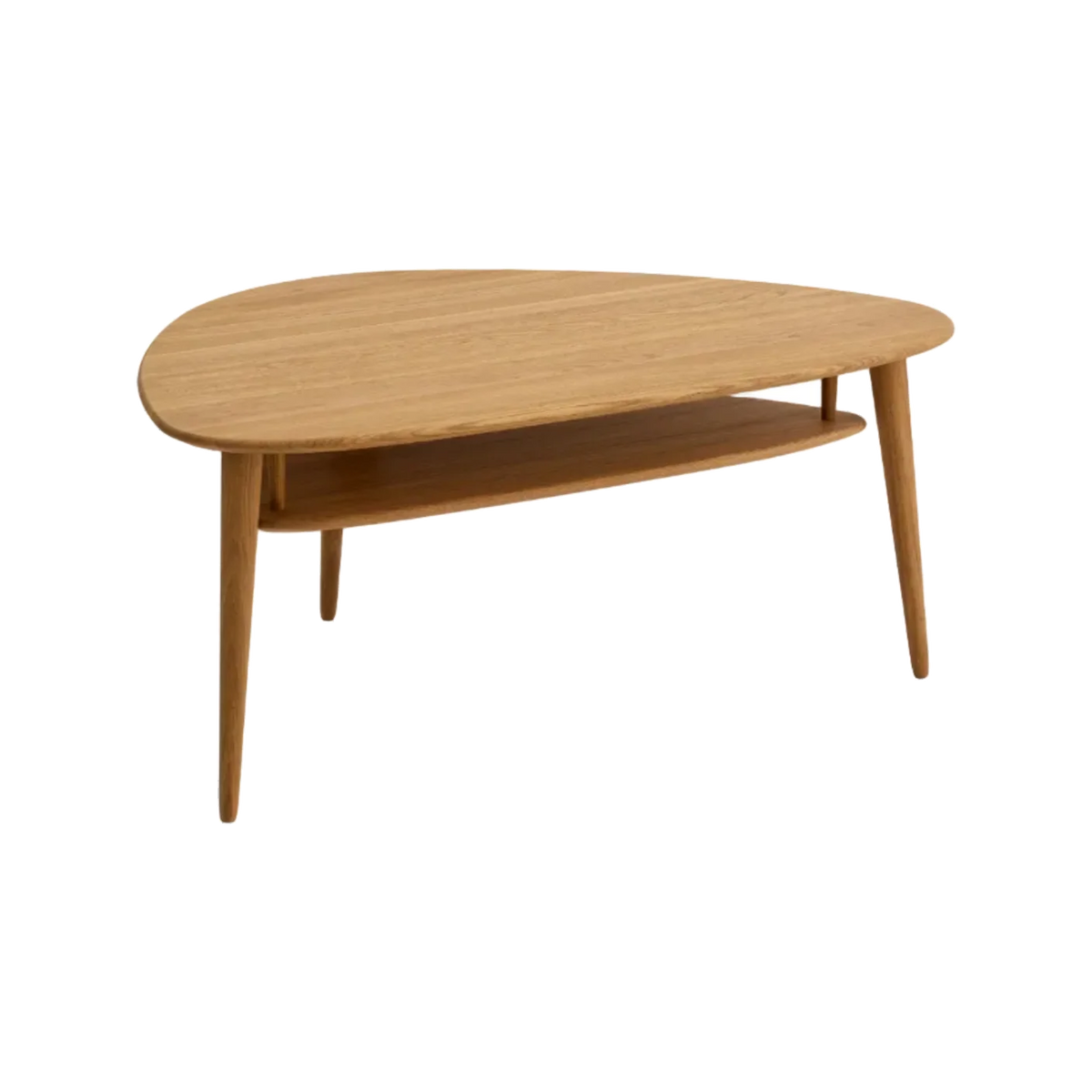 Thomsen Furniture Katrine Oak sofabord med hylde, Trekant 32 i naturolieret eg med egeben