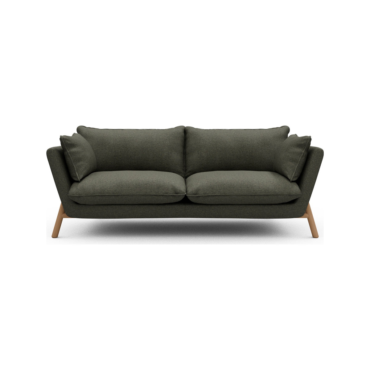 Kragelund Hasle Lux K261 2 pers. sofa med stel i lakeret eg, Sama 335 Winter Moss