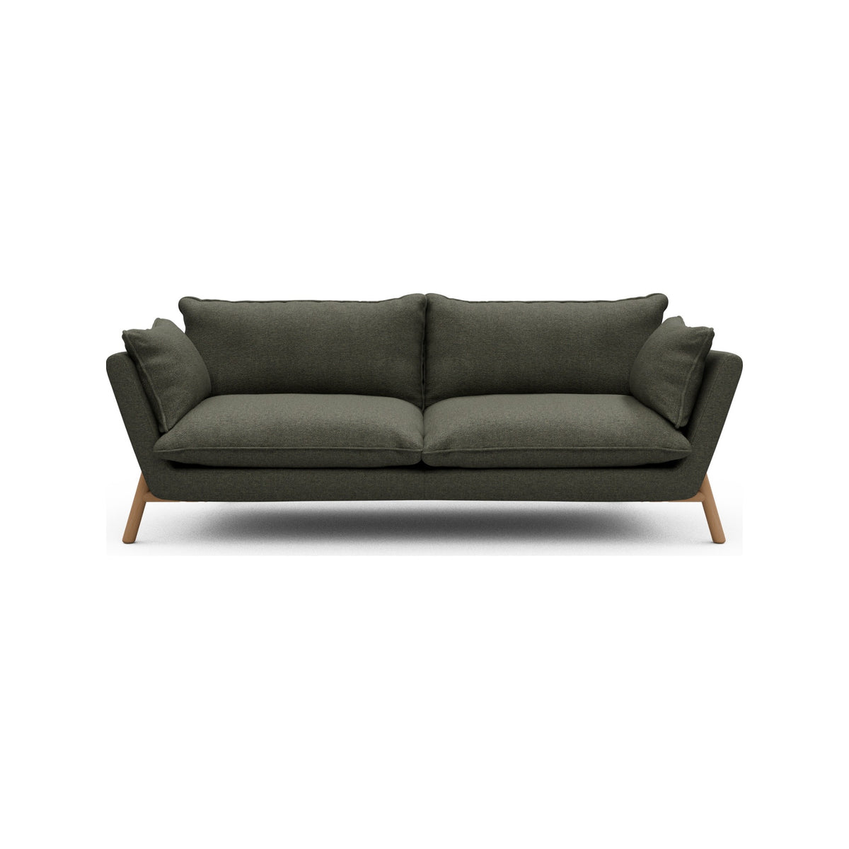 Kragelund Hasle Lux K261 3 pers. sofa med stel i lakeret eg, Sama 335 Winter Moss