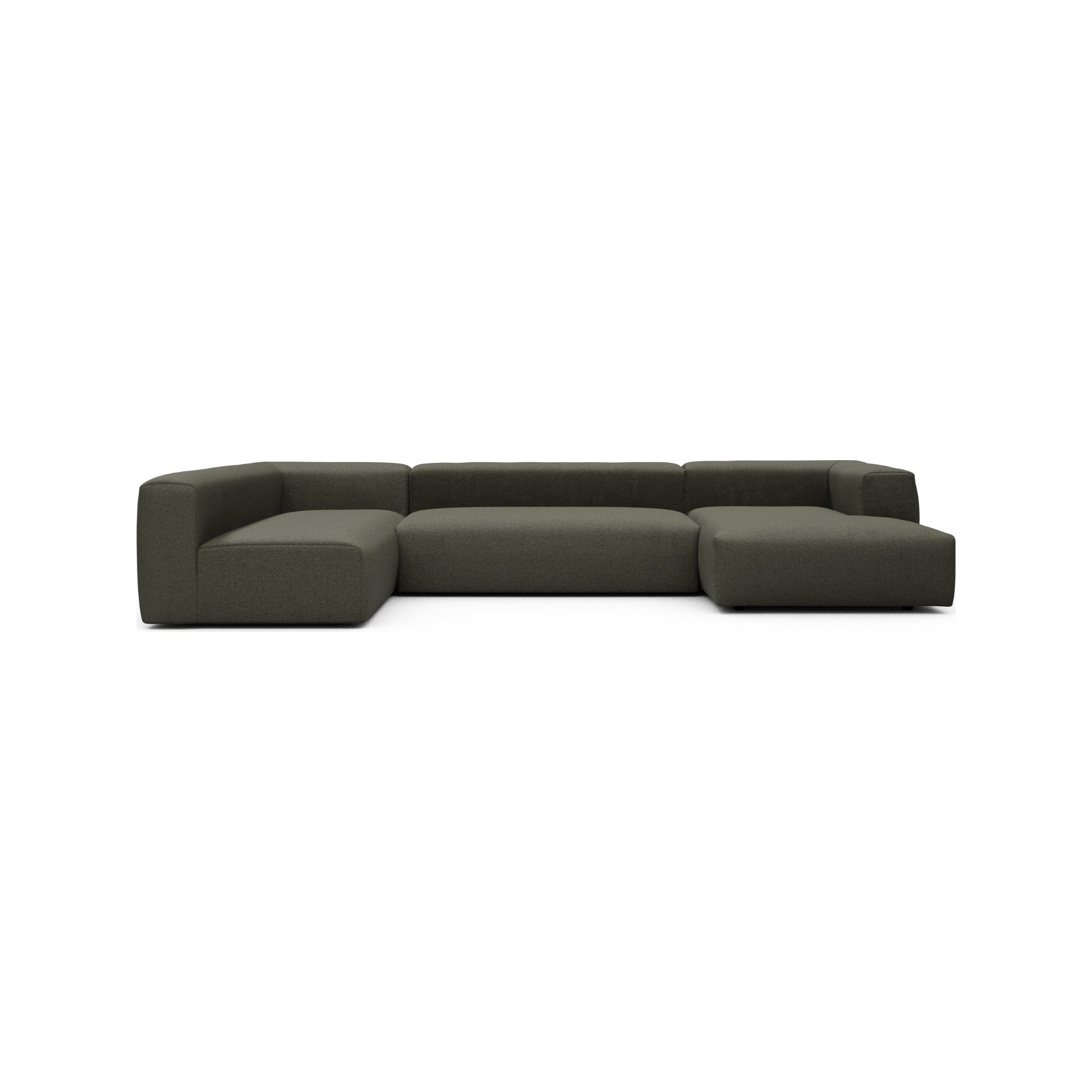 Kragelund Kornum modulsofa 2,5 + 2 hjørnesofa + chaiselong (H) i Sama 335 Winter Moss