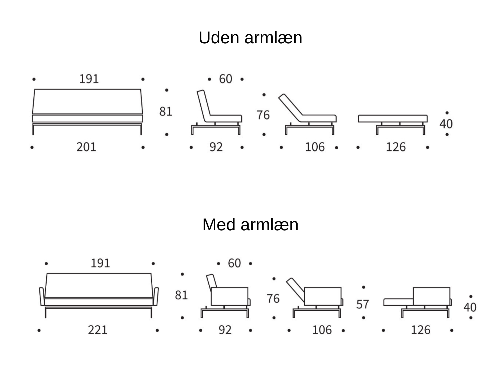 Jillis sovesofa m. armlæn