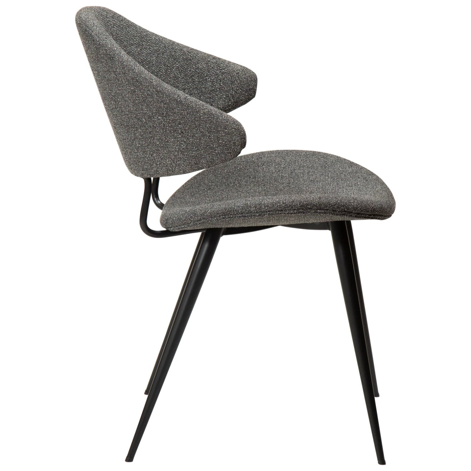 Dan-Form Napoleon spisebordsstol – Pebble Grey bouclé, fra siden