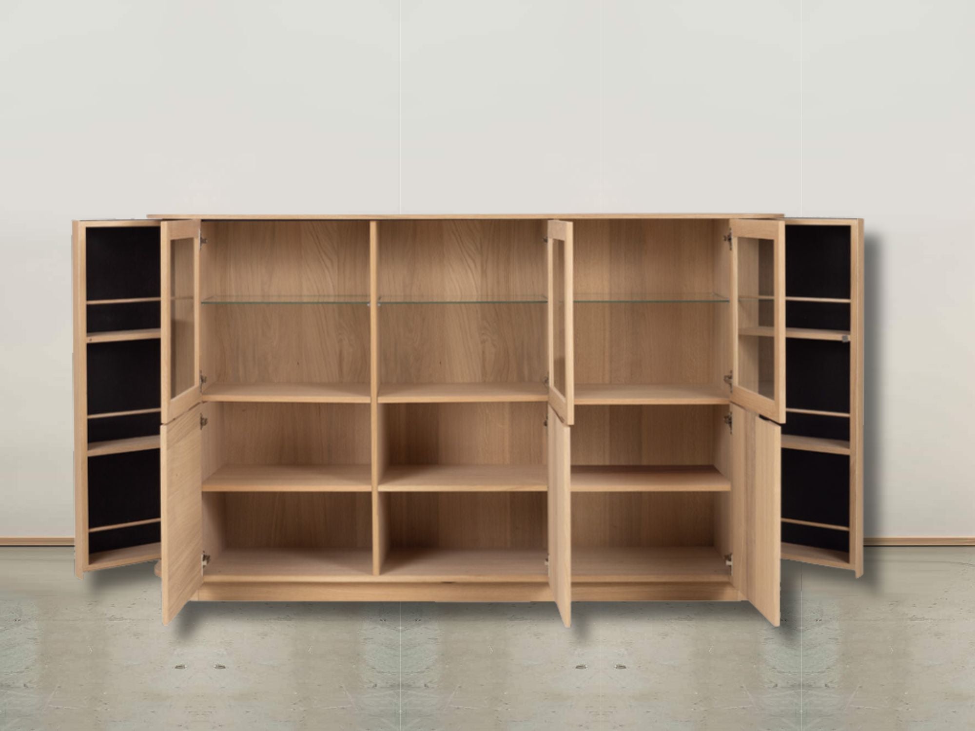 Collum highboard m. træ- & glaslåger