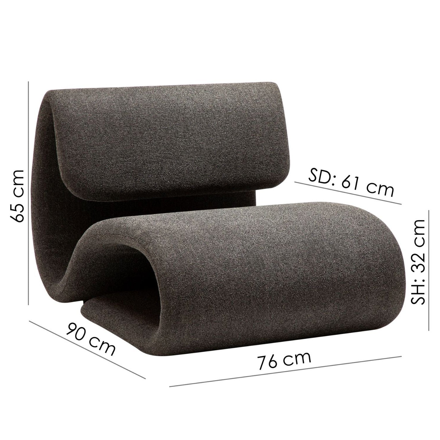 Dan-Form Dubna loungestol – Pebble Grey bouclé