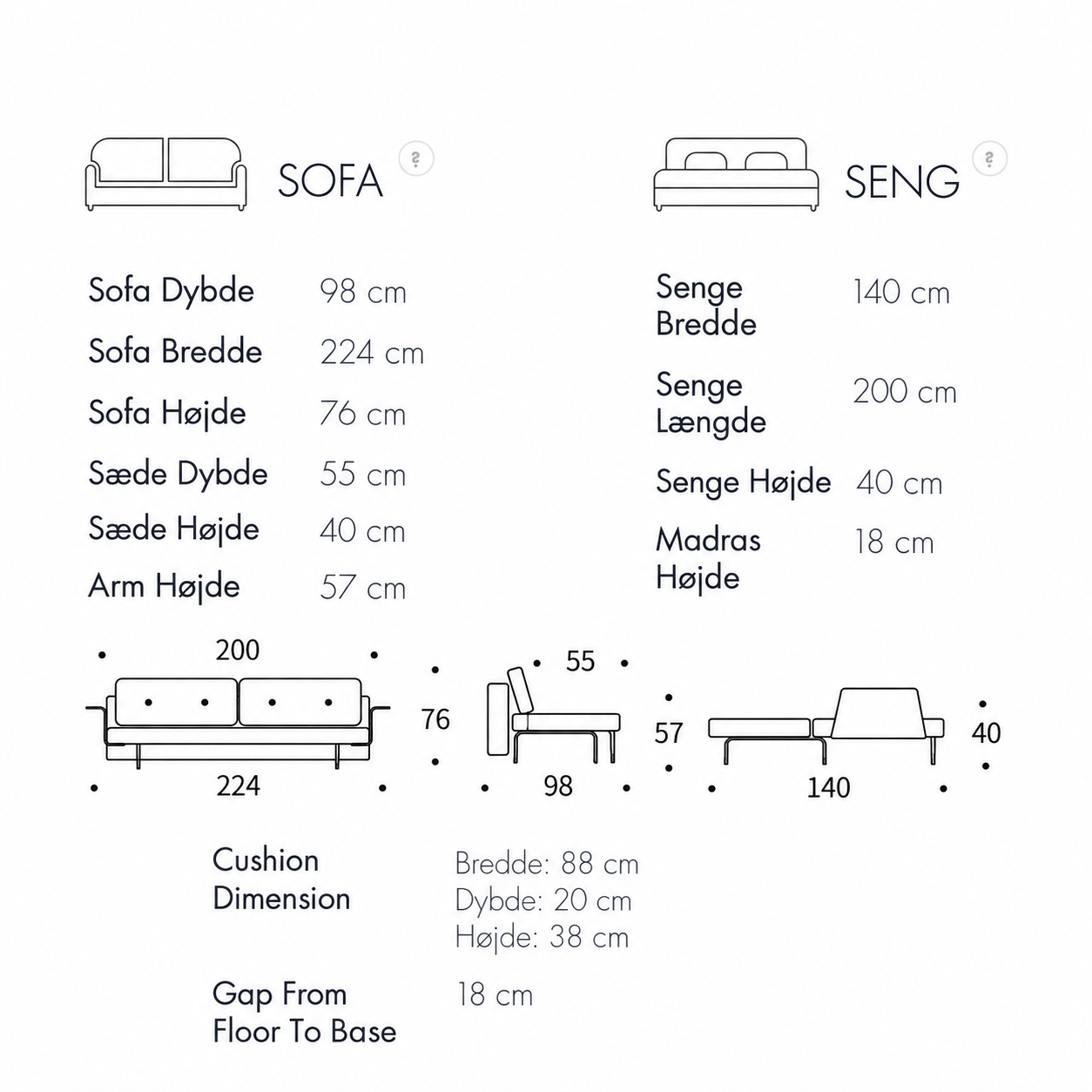 Recast sovesofa