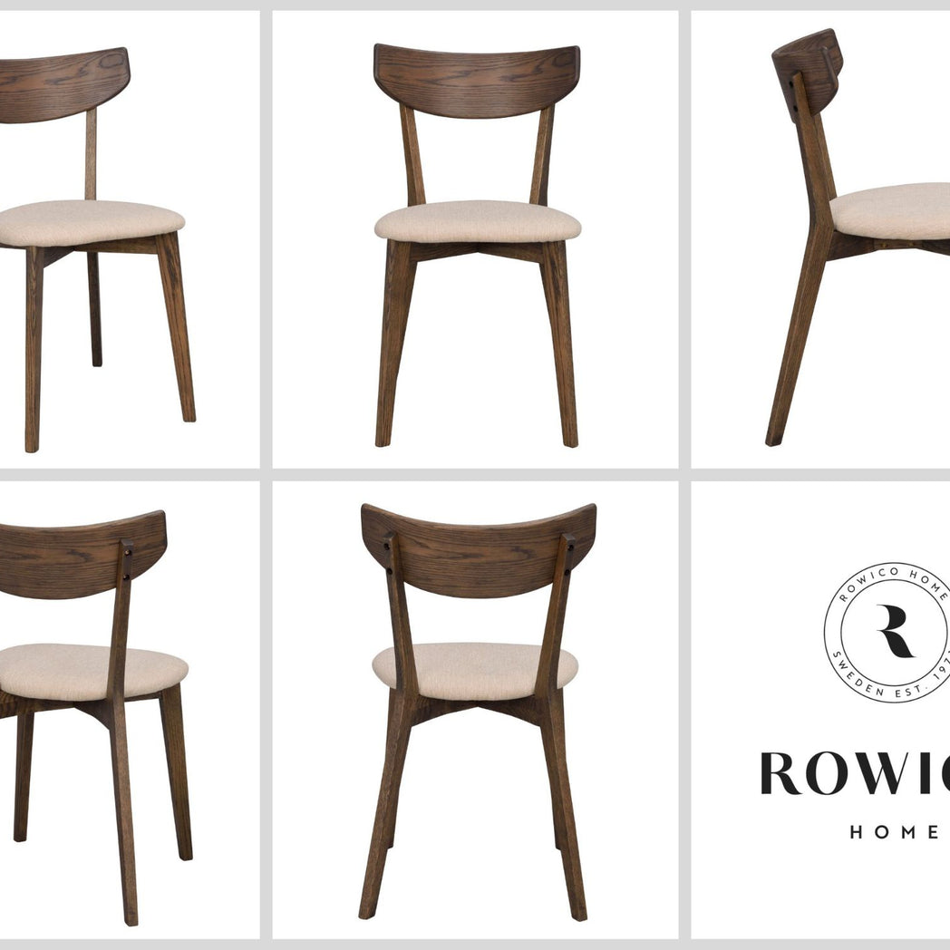 Rowico Ami spisebordsstol i brunlakeret eg med beige stof