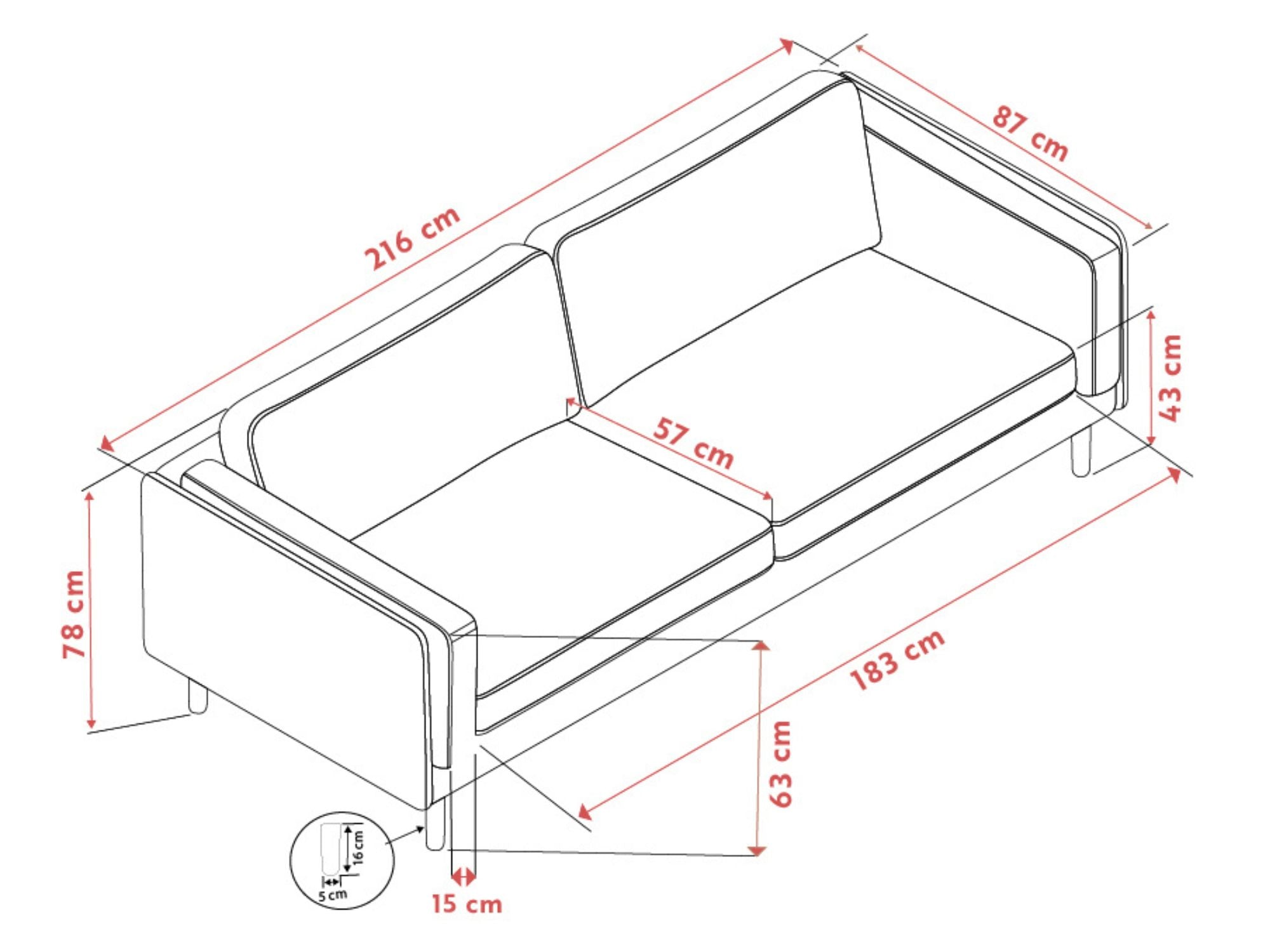 Braden 3 pers. sofa