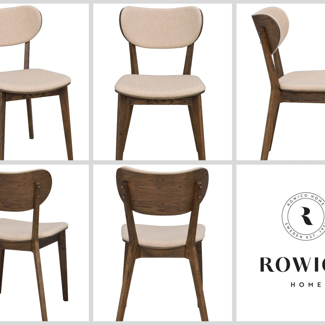 Rowico Kato spisebordsstol i brunlakeret eg med beige stof