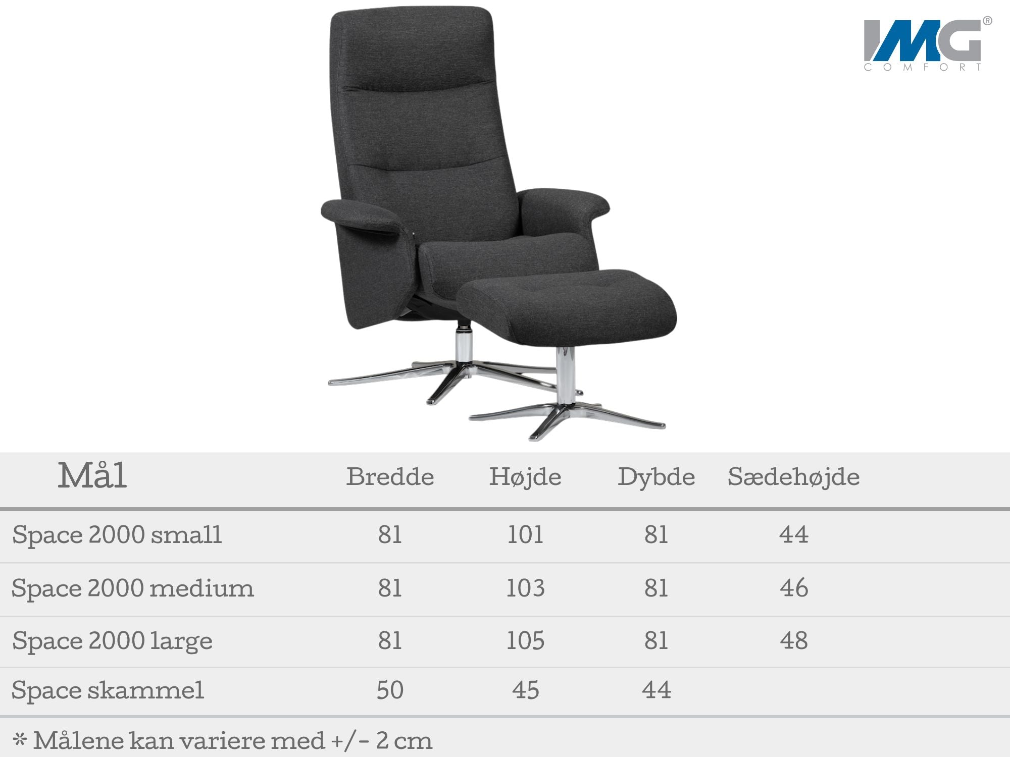 Space 2000 lænestol inkl. skammel