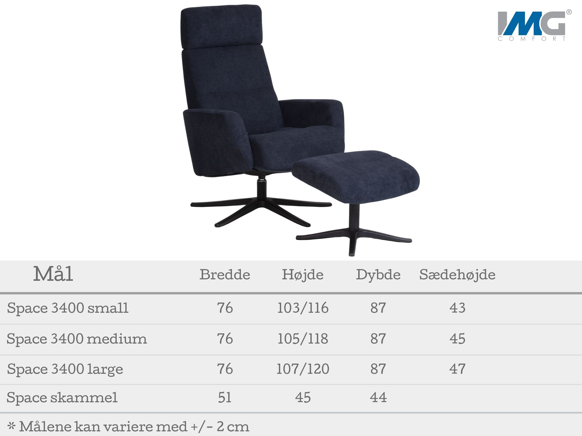 Space 3400 lænestol inkl. skammel