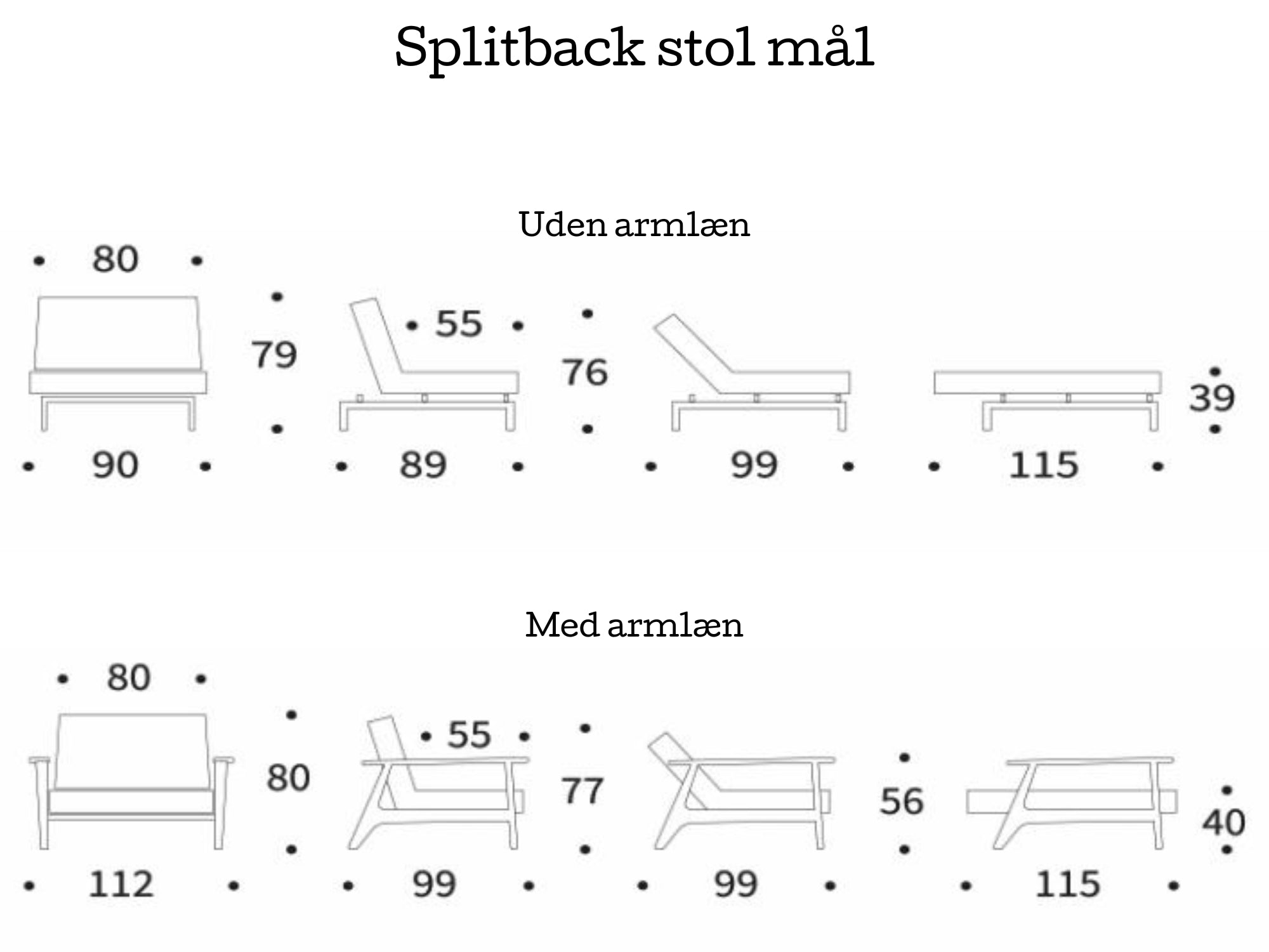 Splitback stol/puff