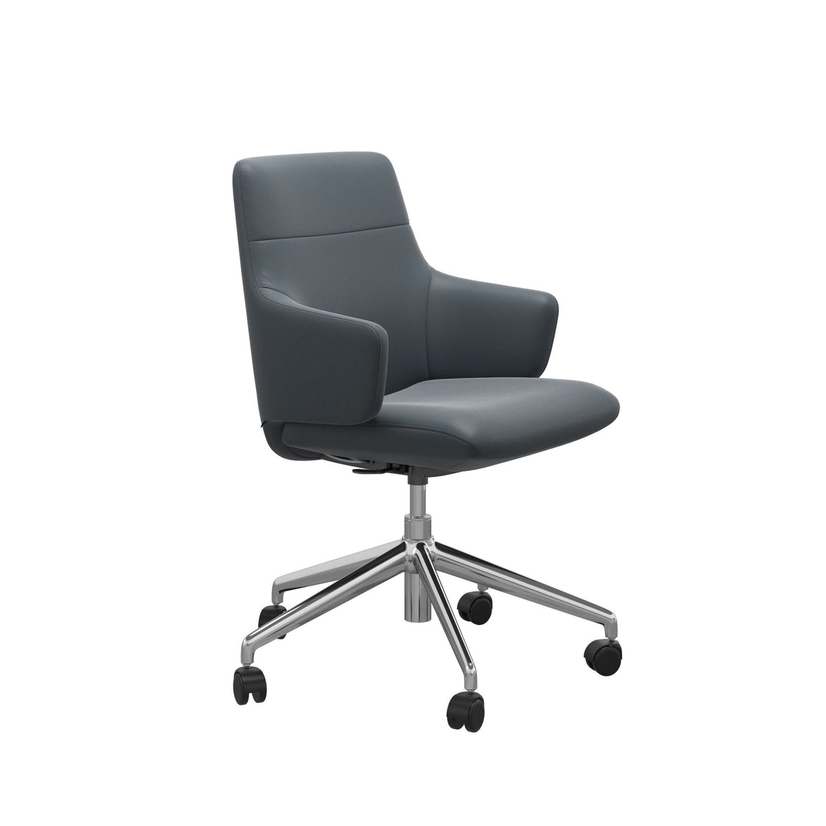 Stressless Chilli kontorstol m. armlæn lav ryg i Batick Atlantic Blue