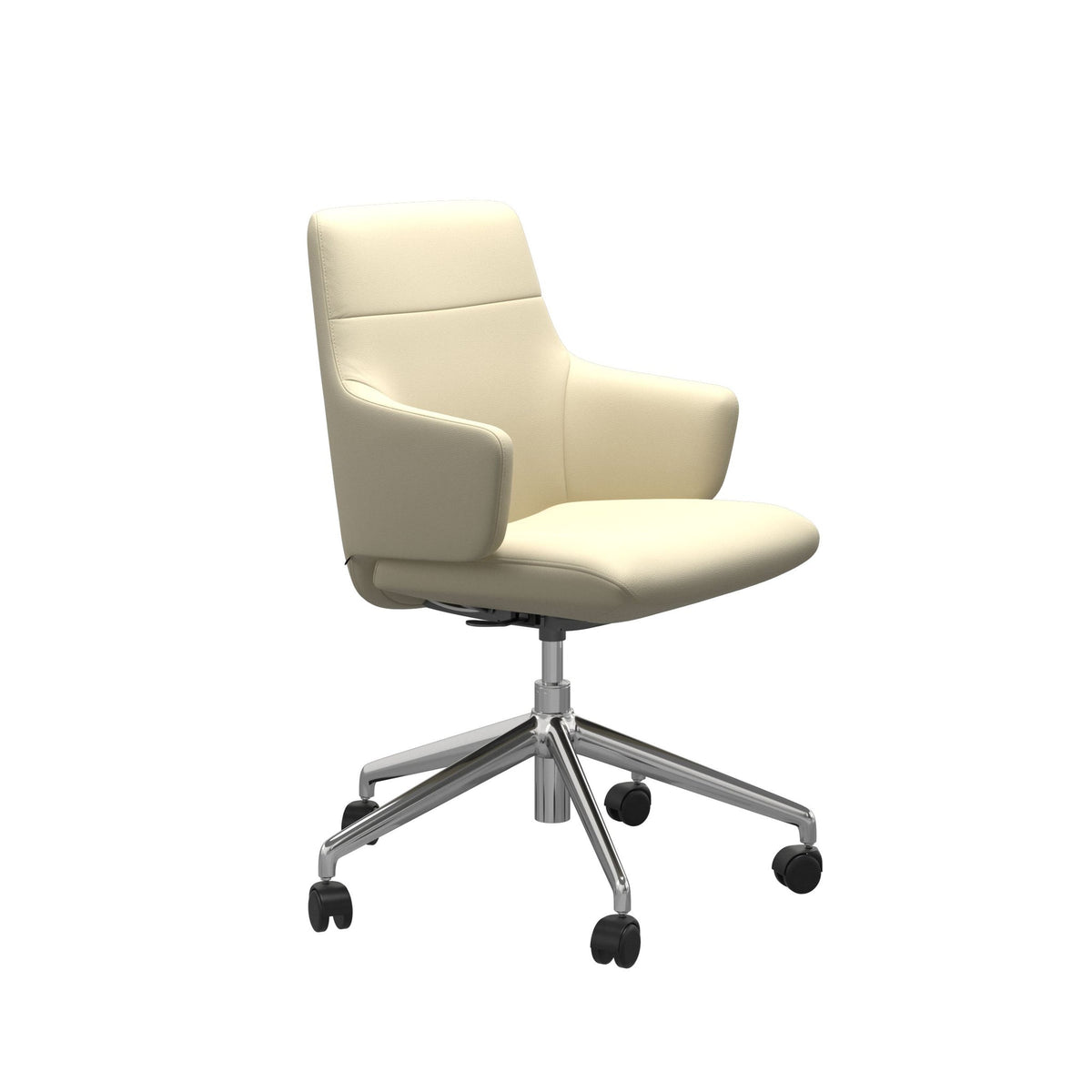 Stressless Chilli kontorstol m. armlæn lav ryg i Paloma Vanilla