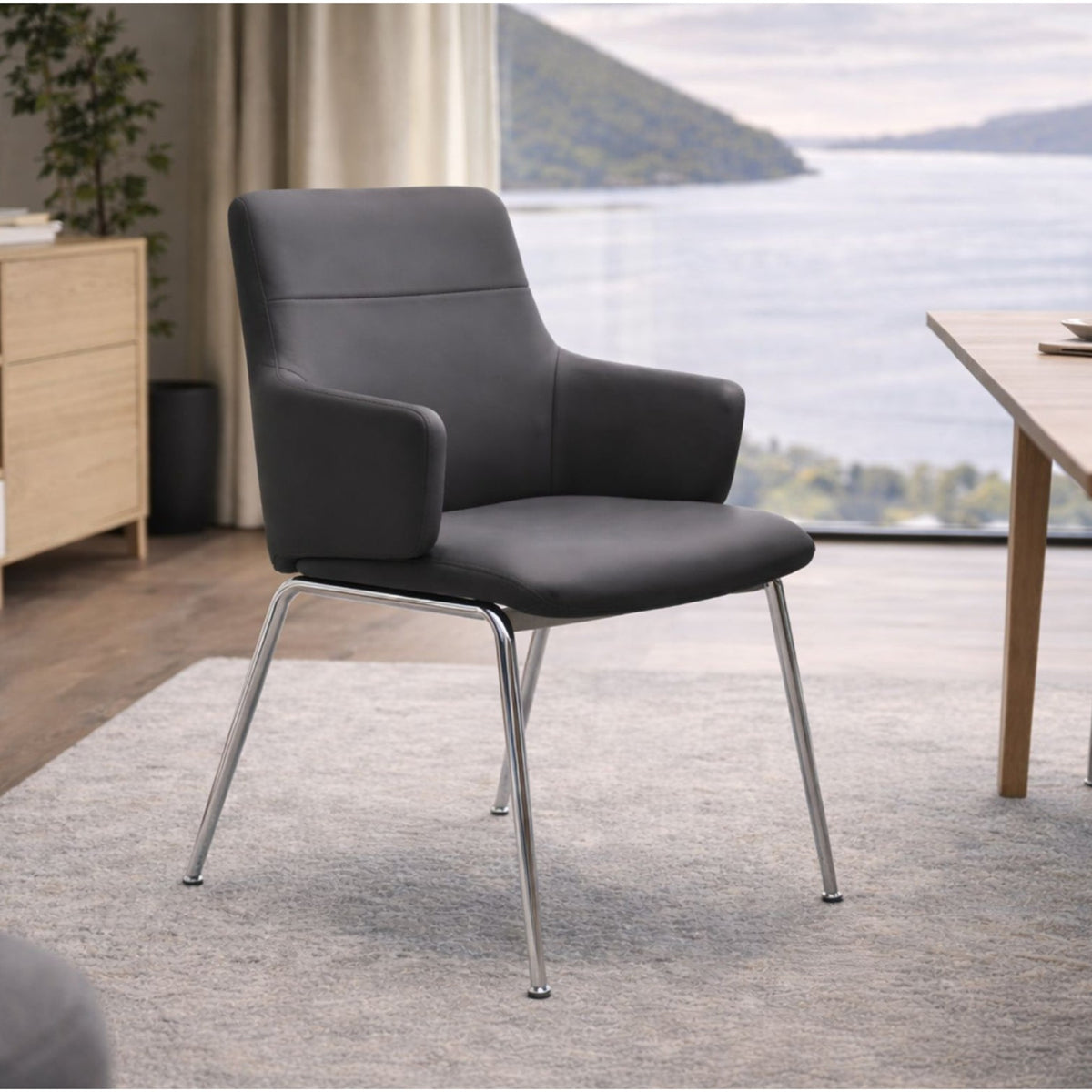Stressless Chilli spisebordsstol m. armlæn - D300 stel lav ryg i Batick Grey i spisestue