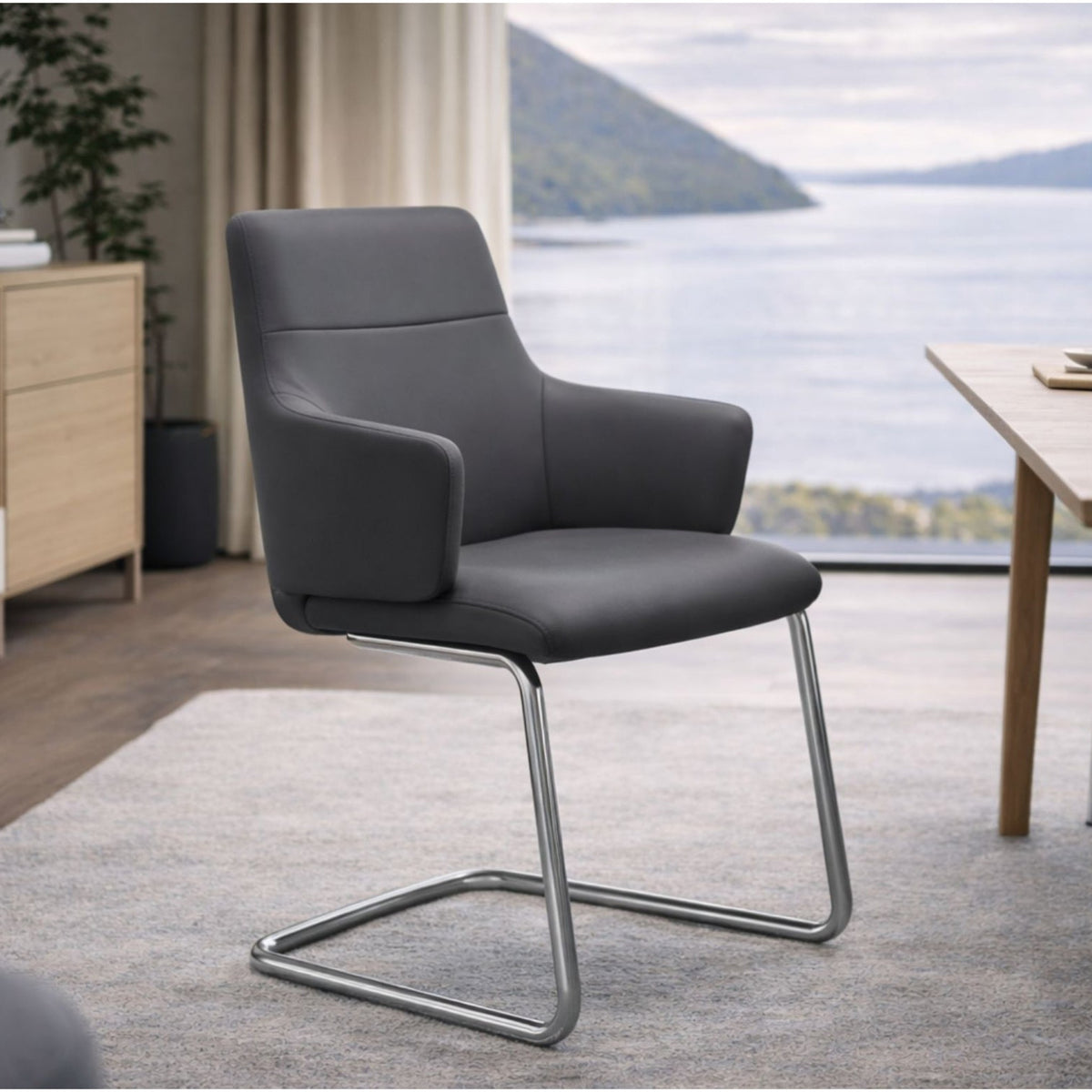 Stressless Chilli spisebordsstol m. armlæn - D400 stel lav ryg i Batick Grey i spisestue
