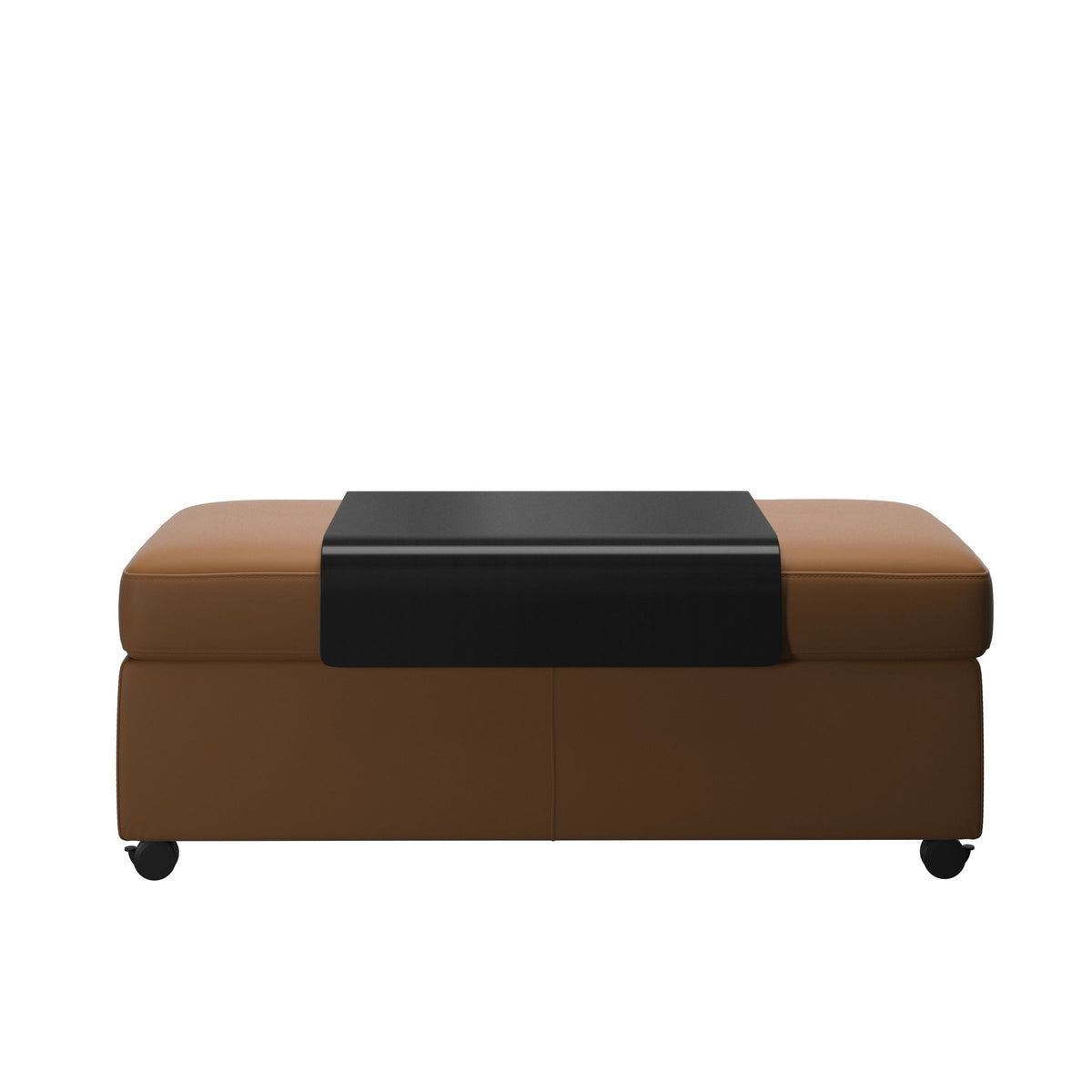 Stressless Dobbelt puf med sort plade i Batick okselæder New Caramel