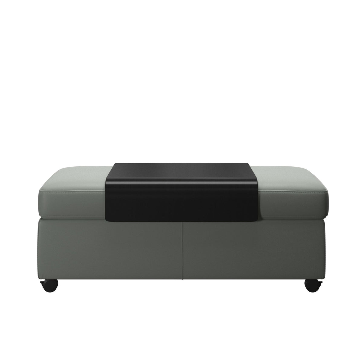 Stressless Dobbelt puf med sort plade i Paloma okselæder Breezy Blue