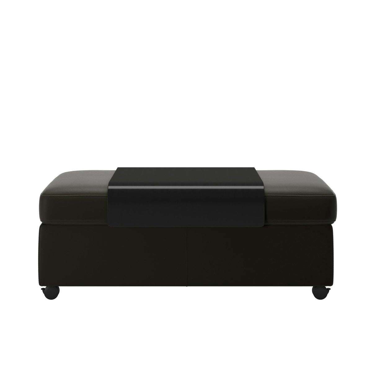 Stressless Dobbelt puf med sort plade i Paloma okselæder Dark Olive