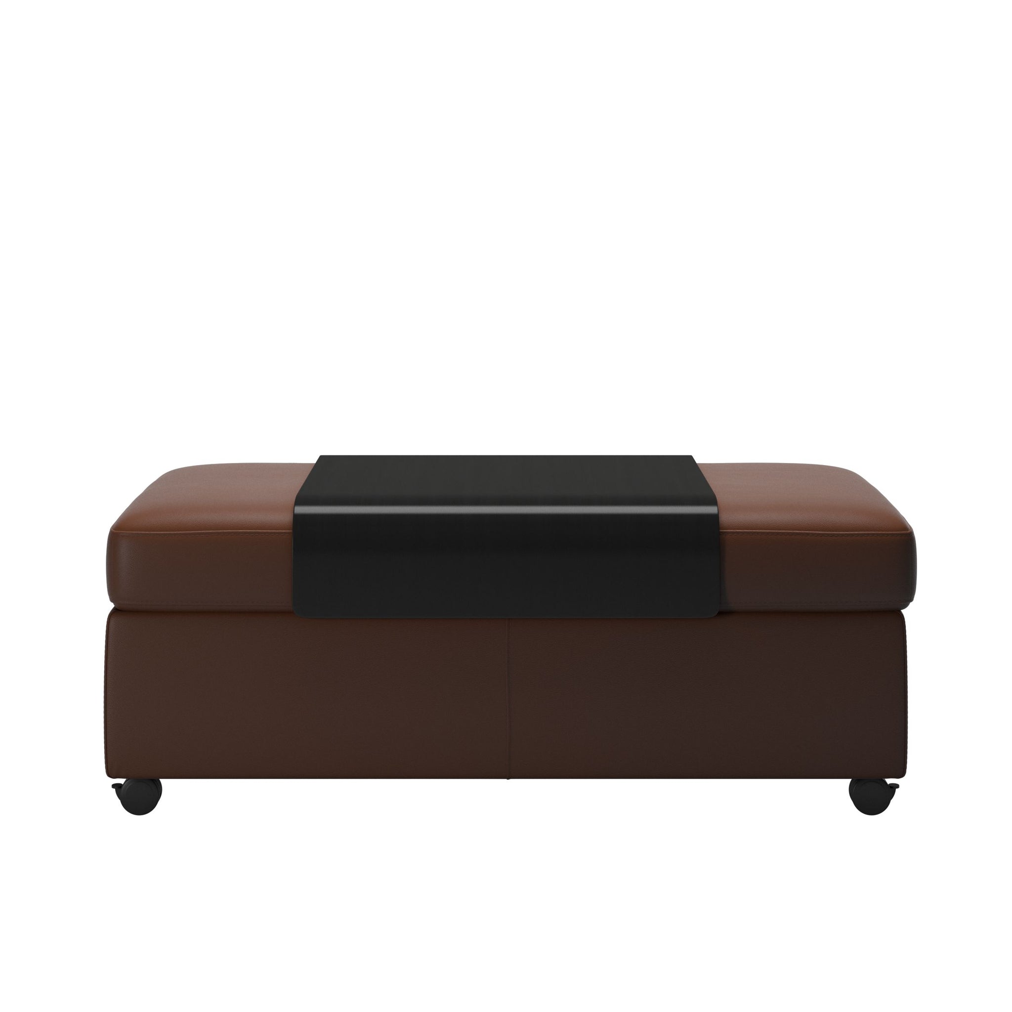 Stressless Dobbelt puf med sort plade i Paloma okselæder New Cognac