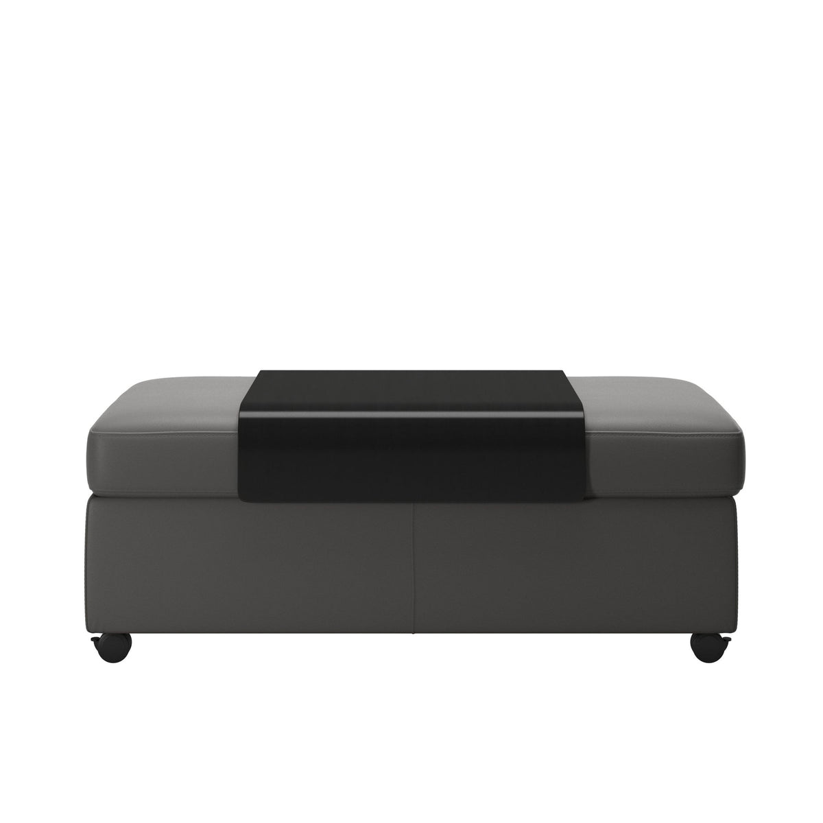 Stressless Dobbelt puf med sort plade i Paloma okselæder Silver Grey