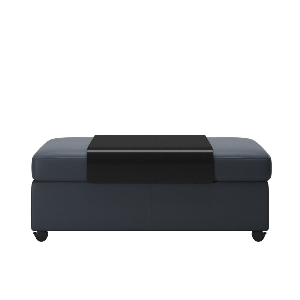 Stressless Dobbelt puf med sort plade i Paloma okselæder Sparrow Blue