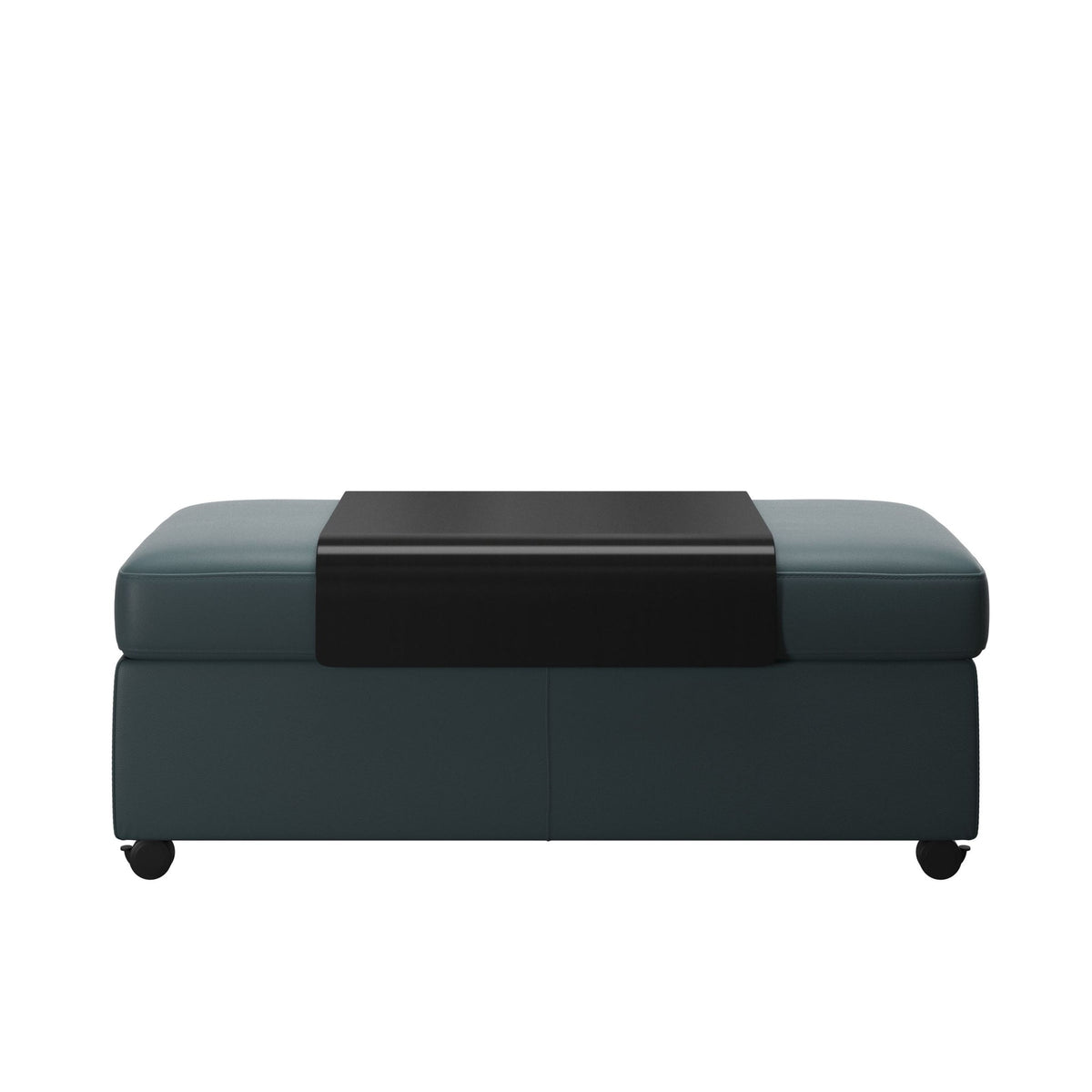 Stressless Dobbelt puf med sort plade i Paloma okselæder Teal Blue