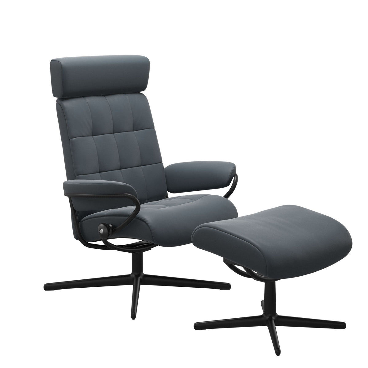 Stressless London Cross lænestol med nakkestøtte i Batick Atlantic Blue