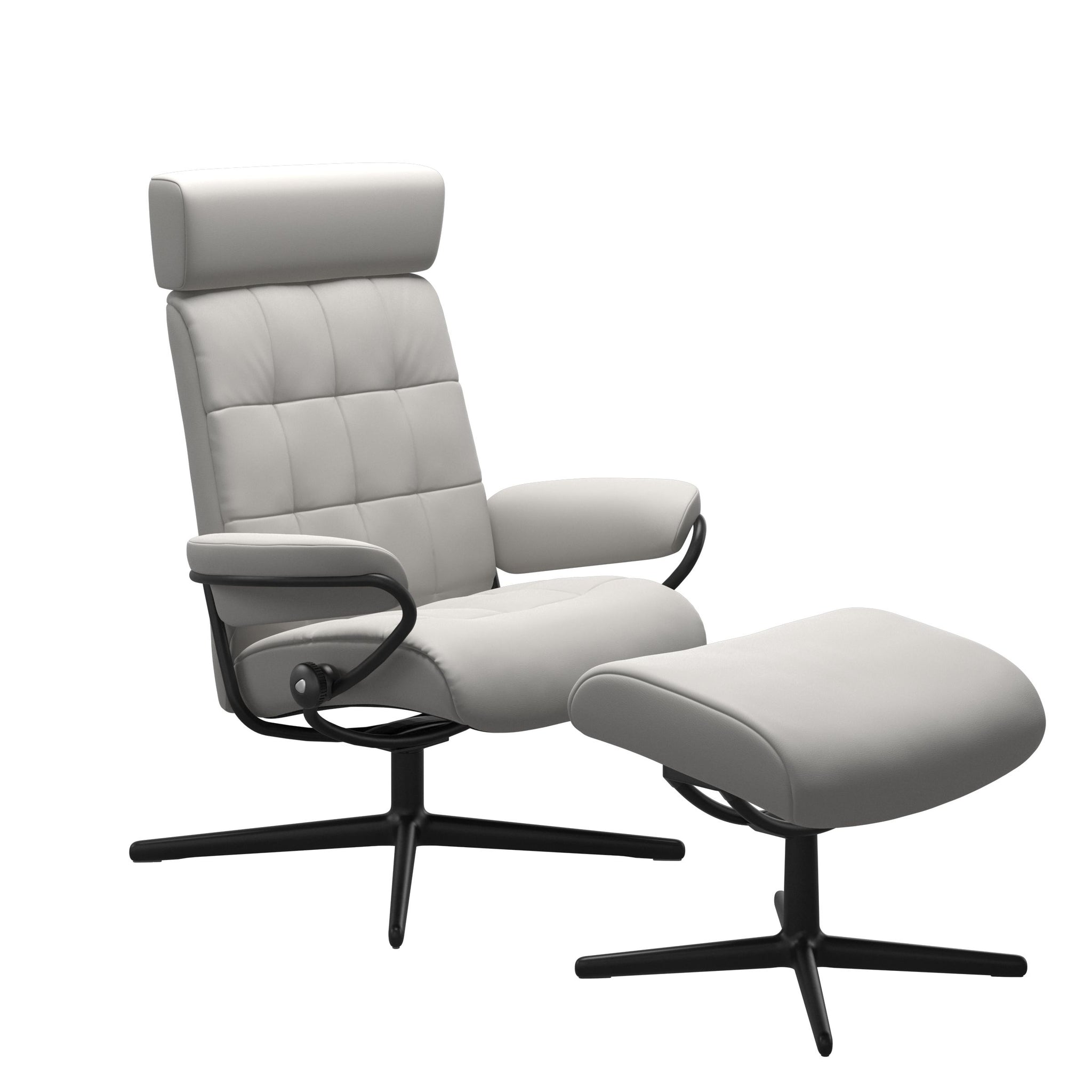 Stressless London Cross lænestol med nakkestøtte i Batick Platinum Grey
