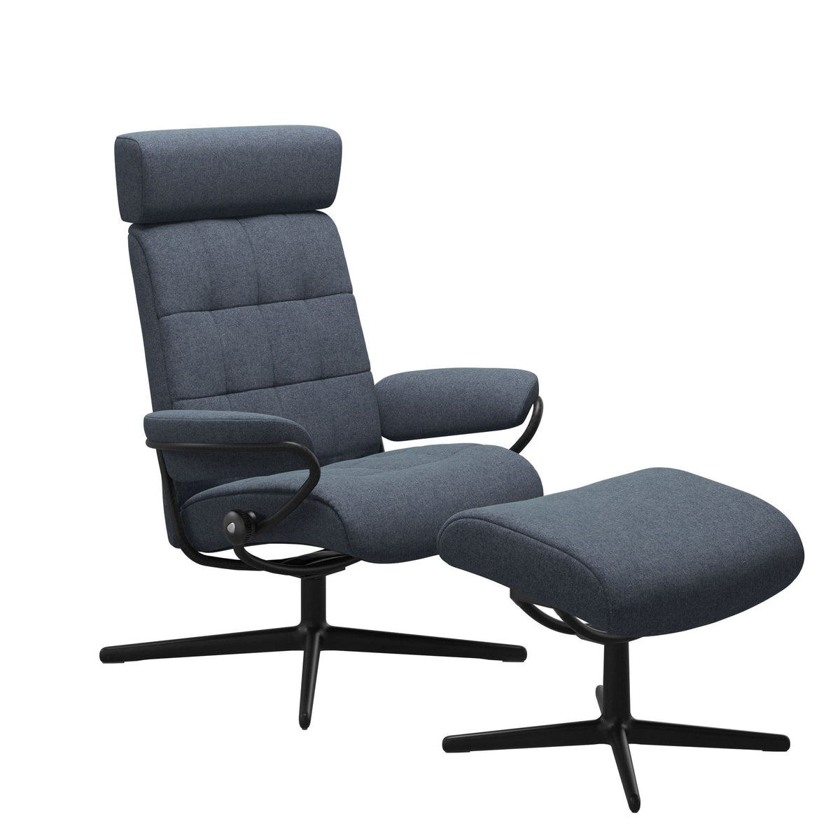 Stressless London Cross lænestol med nakkestøtte i Calido Blue