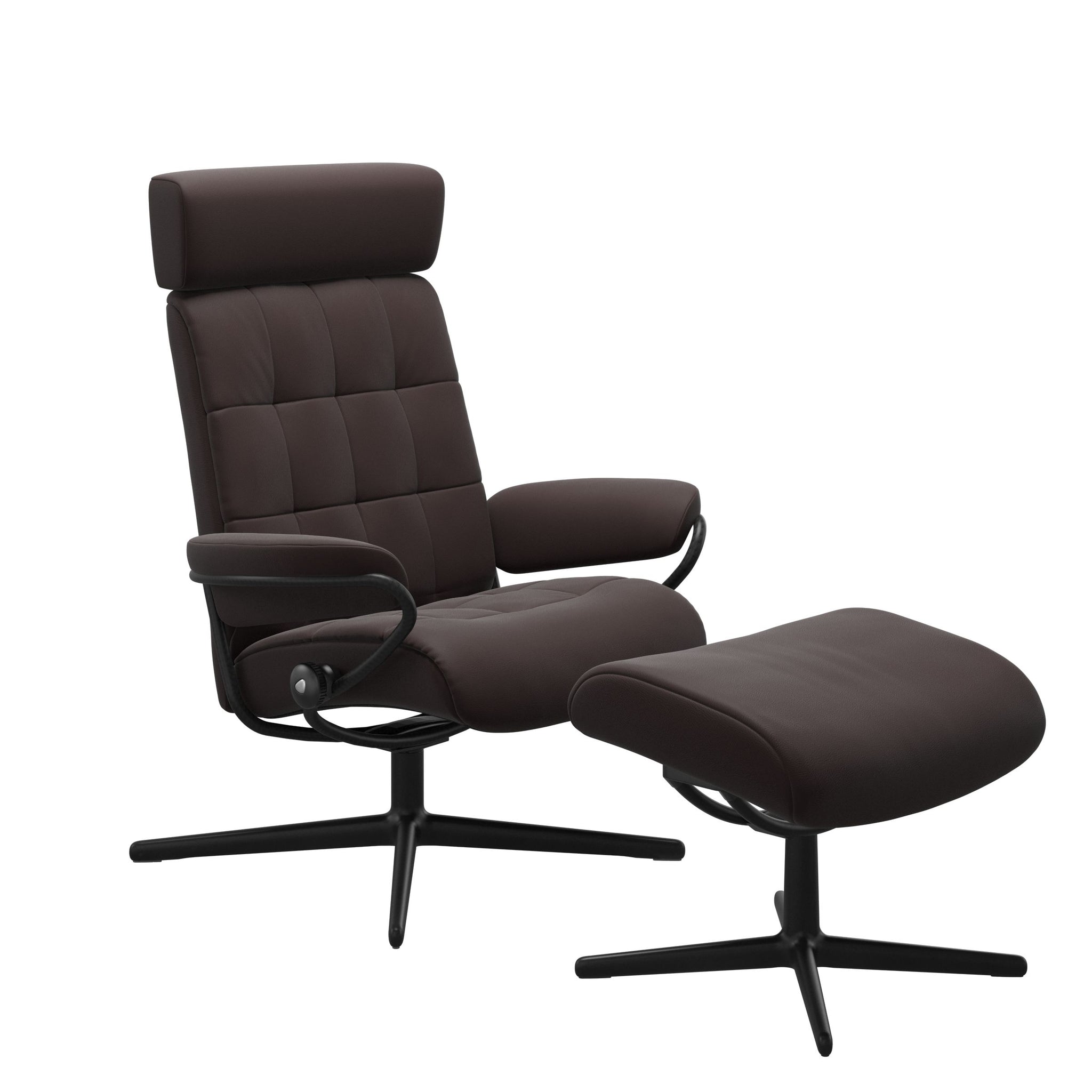 Stressless London Cross lænestol med nakkestøtte i Paloma Chocolate