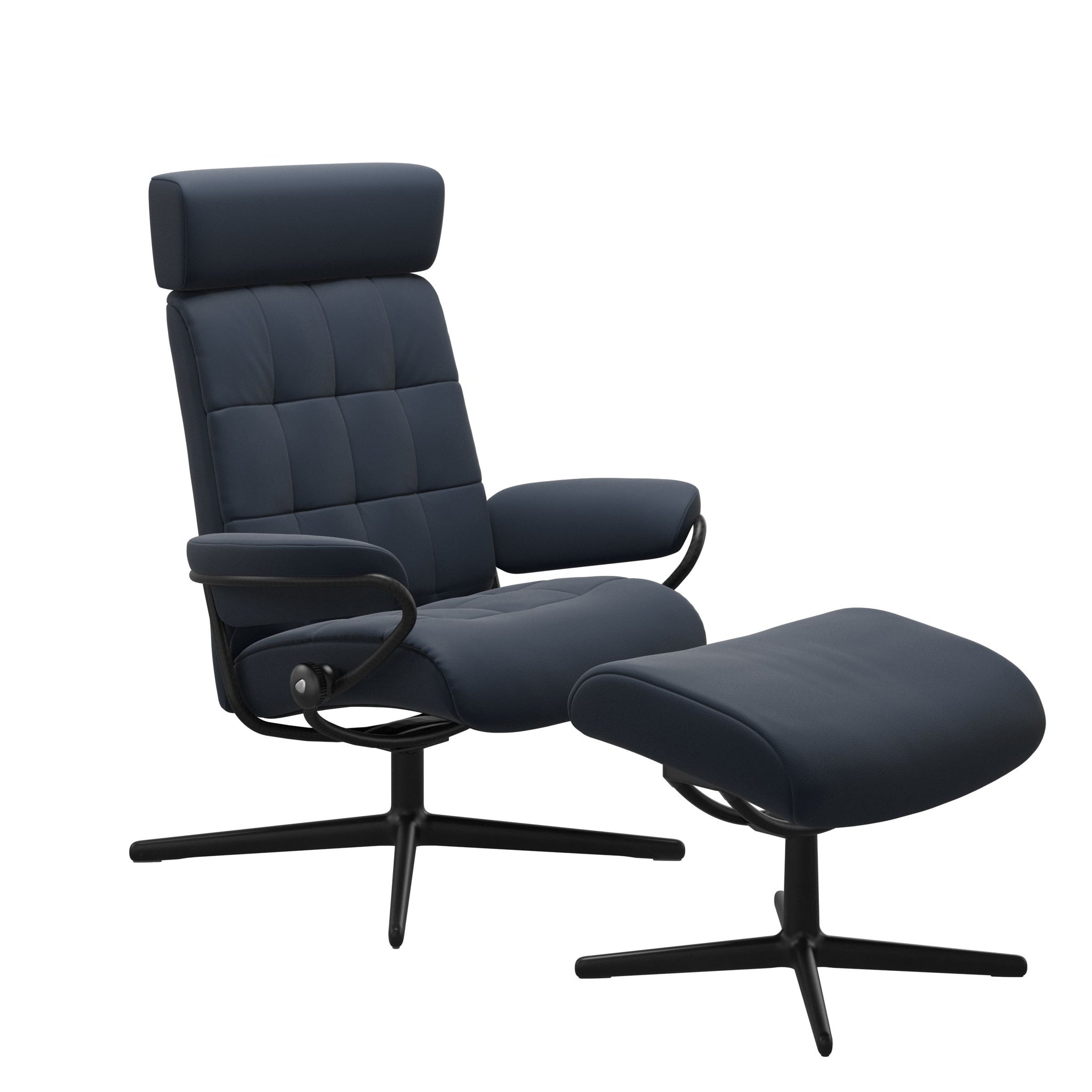 Stressless London Cross lænestol med nakkestøtte i Paloma Oxford Blue