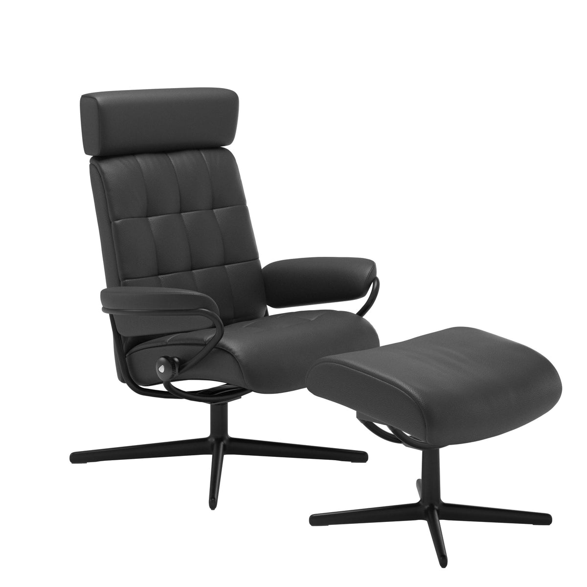 Stressless London Cross lænestol med nakkestøtte i Velaro Anthracite
