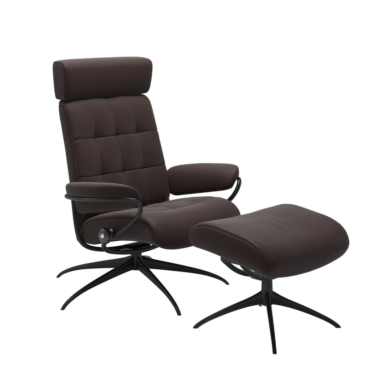 Stressless London Starbase lænestol med nakkestøtte i Paloma Chocolate